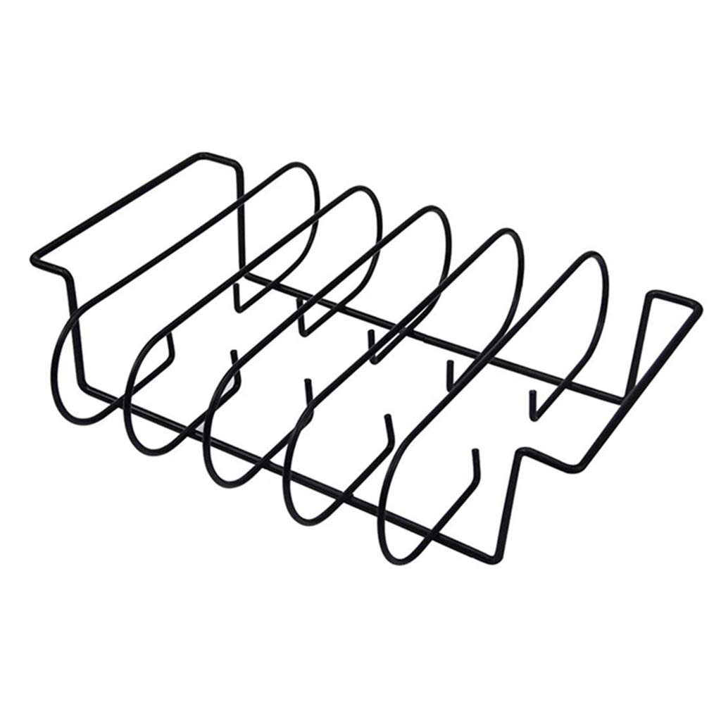 SCYMX BBQ Rib Rack for Gas Smoker & Charcoal Grill - Non-Stick Standing Rib Holder for Perfect Grilling & Smoking - Ideal for Backyard BBQ, Tailgating & Outdoor Cooking