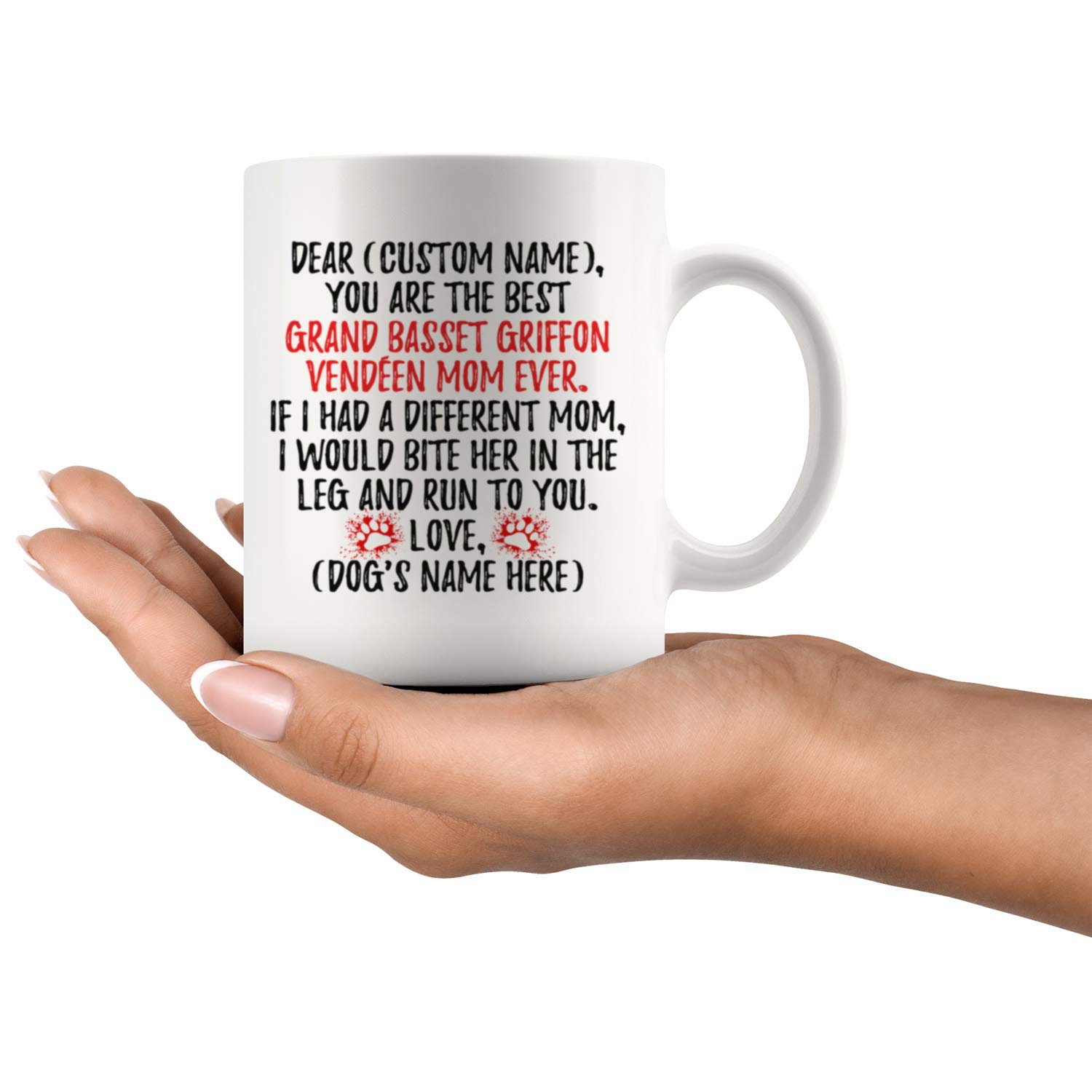 Personalized Grand Basset Griffon Vendeen Dog Mom Coffee Mug - 11oz Custom GBGV Dog Owner Gift for Women - Perfect for Coffee, Tea & Hot Drinks at Home or Office