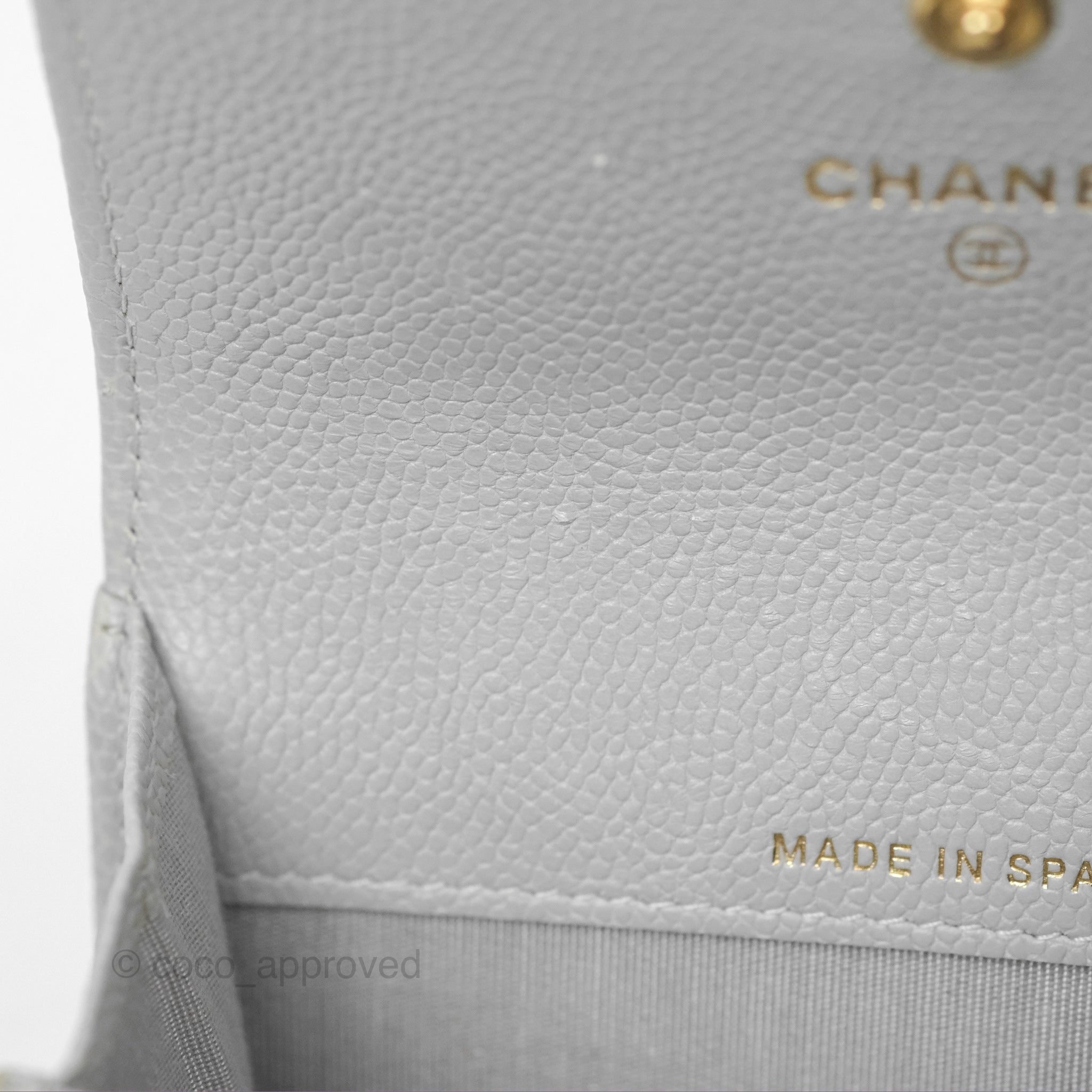 Chanel Boy Quilted Flap Card Holder Wallet in Grey Caviar Leather with Aged Gold Hardware - Perfect for Everyday Use & Luxury Gift Giving