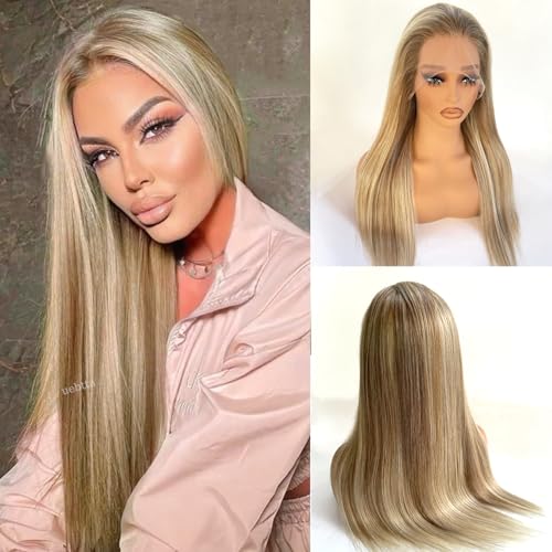 # Ash Brown Balayage Ash Blonde Highlights Human Hair Lace Front Wigs