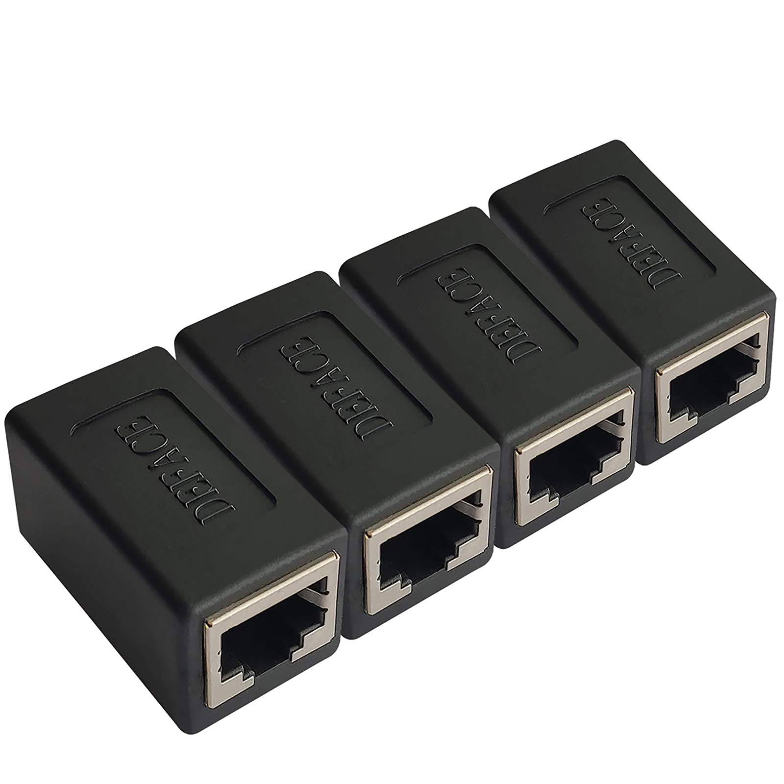 High-Speed DEFACE RJ45 Coupler 4-Pack - Cat8/Cat7/Cat6/Cat5e Female to Female Ethernet Adapter (Black) - Perfect for Home Office, Gaming & Network Extensions
