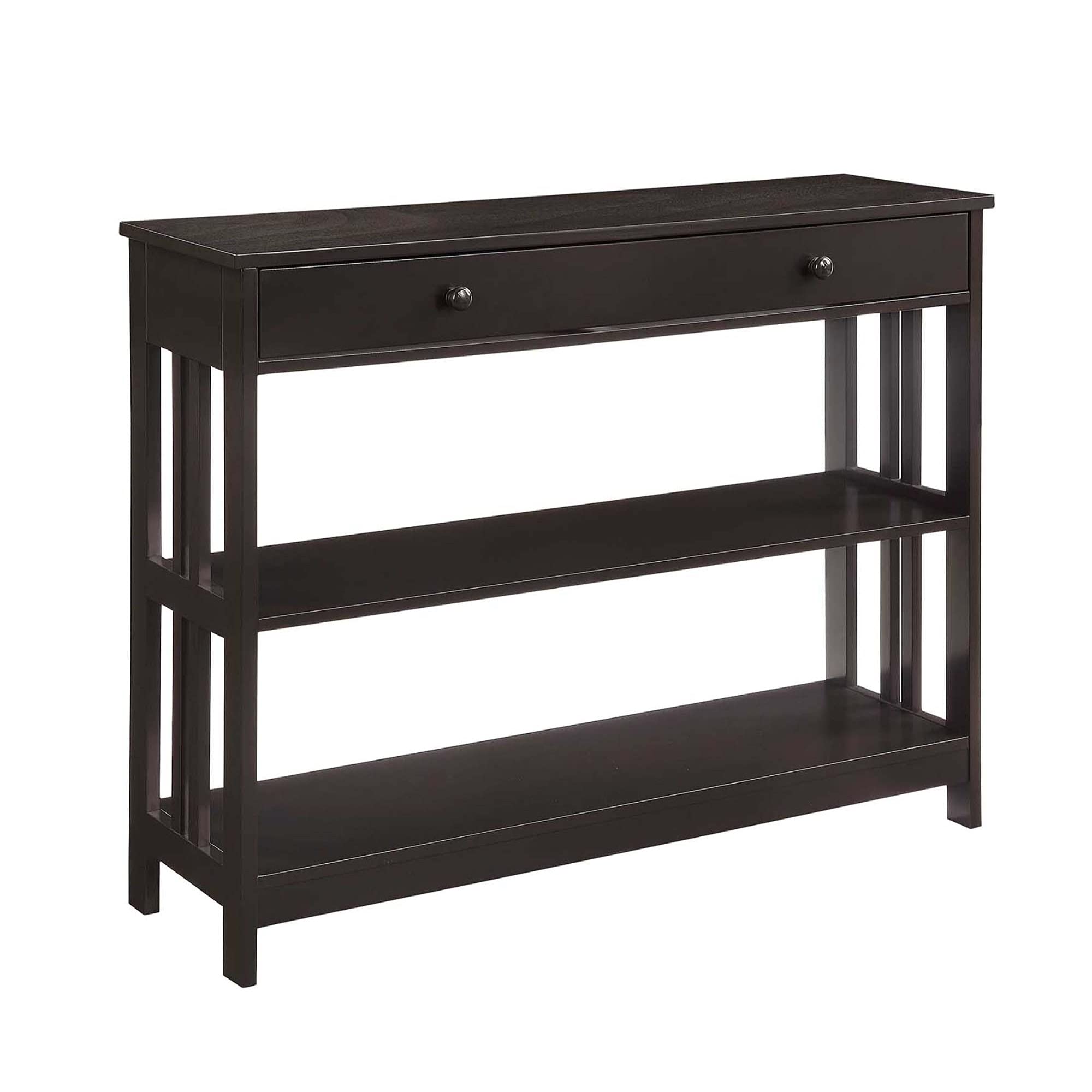 Ergode Mission 1 Drawer Console Table with Shelves - Rustic Entryway Table with Storage Shelf for Hallway, Living Room & Bedroom - Solid Wood Sofa Table with Drawer for Home Decor