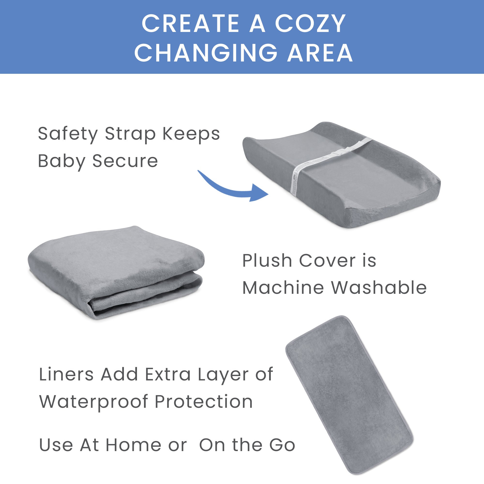 7-Piece Essential Baby Changing Table Set for Newborns – Includes Changing Pad, Plush Cover, 3 Liners & 2 Storage Bins – Perfect Nursery Gift for Boys & Girls – Ideal for Diaper Changes & Baby Care Organization