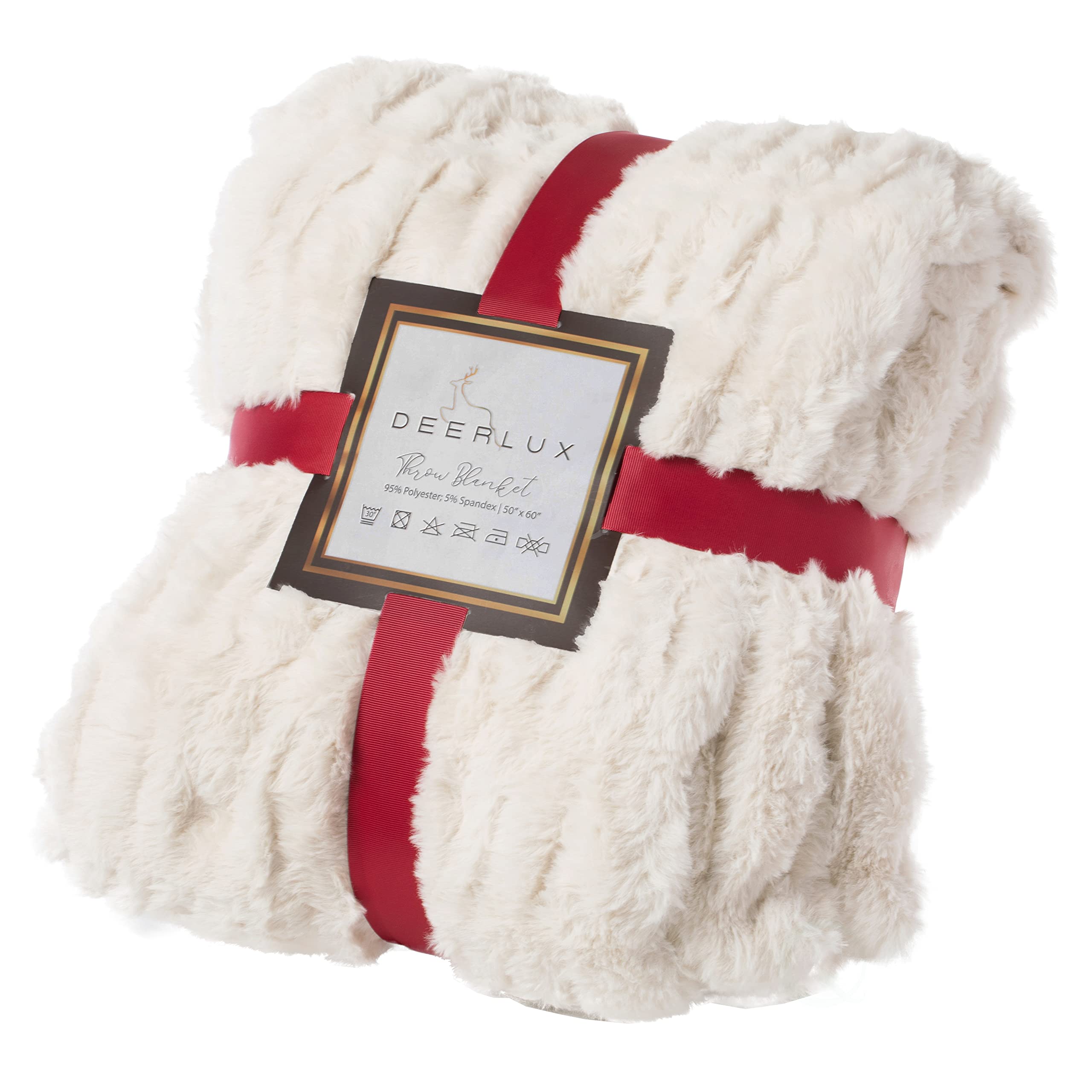 Premium 50x60 Inch Faux Fur Throw Blanket - Ultra Soft Plush Blanket for Couch, Bed & Home Decor - Cozy Winter Blanket in Cream - Perfect for Lounging, Netflix Nights & Gift Giving