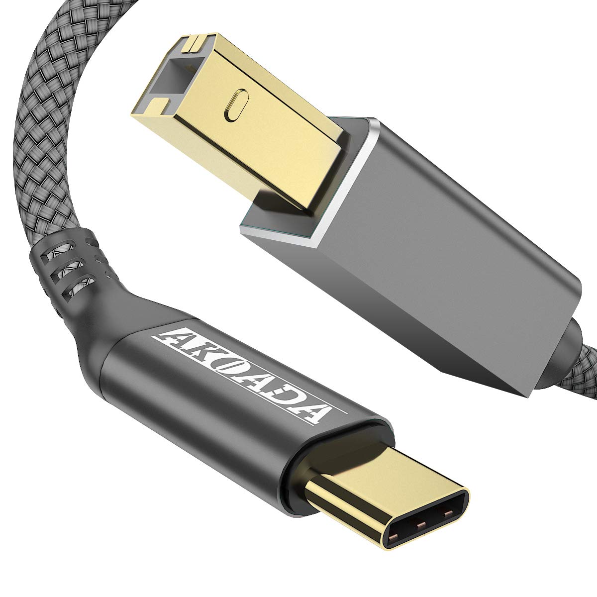 AkoaDa USB B to USB C Printer Cable 5ft - High Speed Type B to Type C Cord for HP, Epson, Canon, Brother Printers & Scanners - Compatible with MacBook Pro, iPad, MIDI Keyboard - Perfect for Home Office & Studio Printing Needs