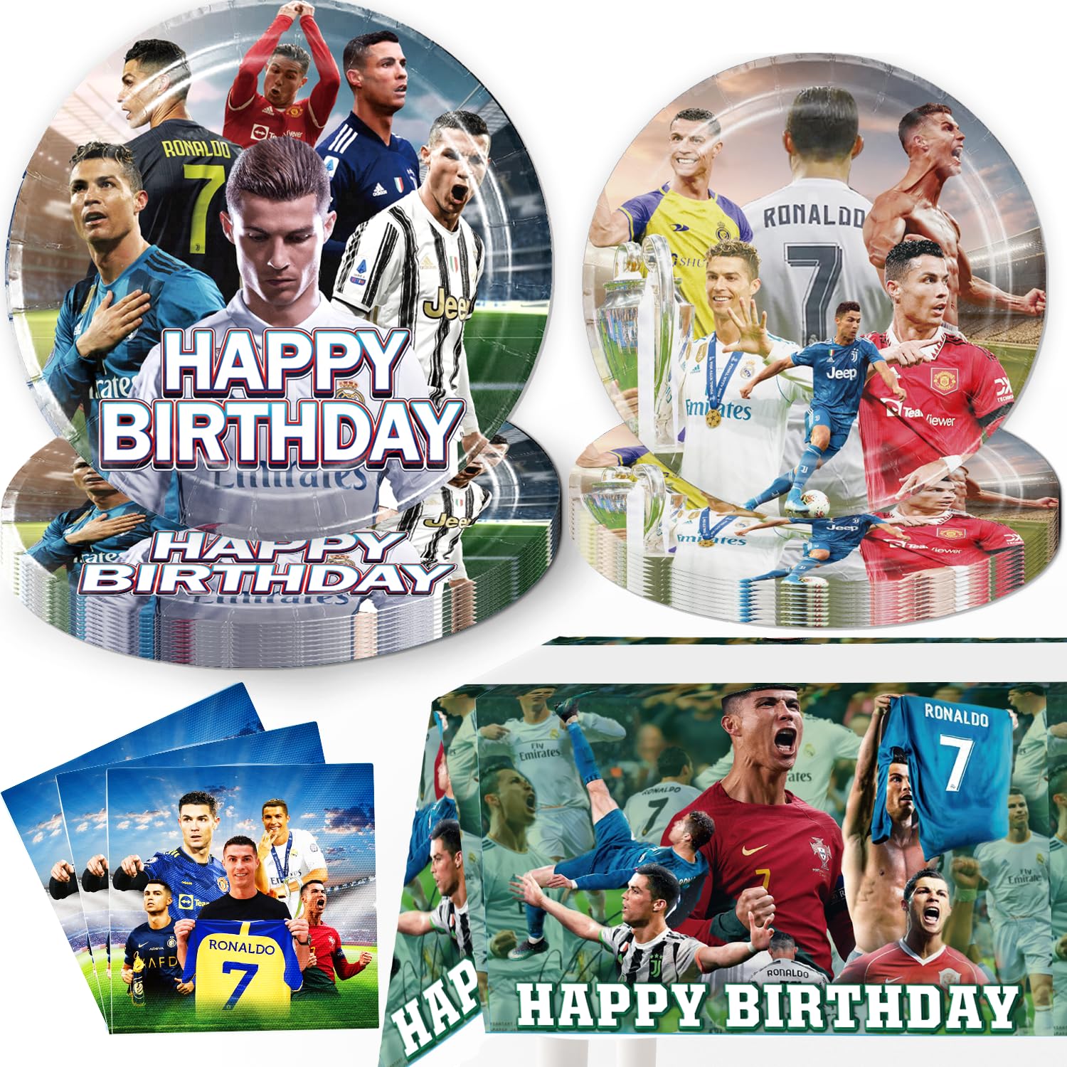20-Piece Soccer Birthday Party Decorations Set - 20 Plates, 20 Napkins & 43