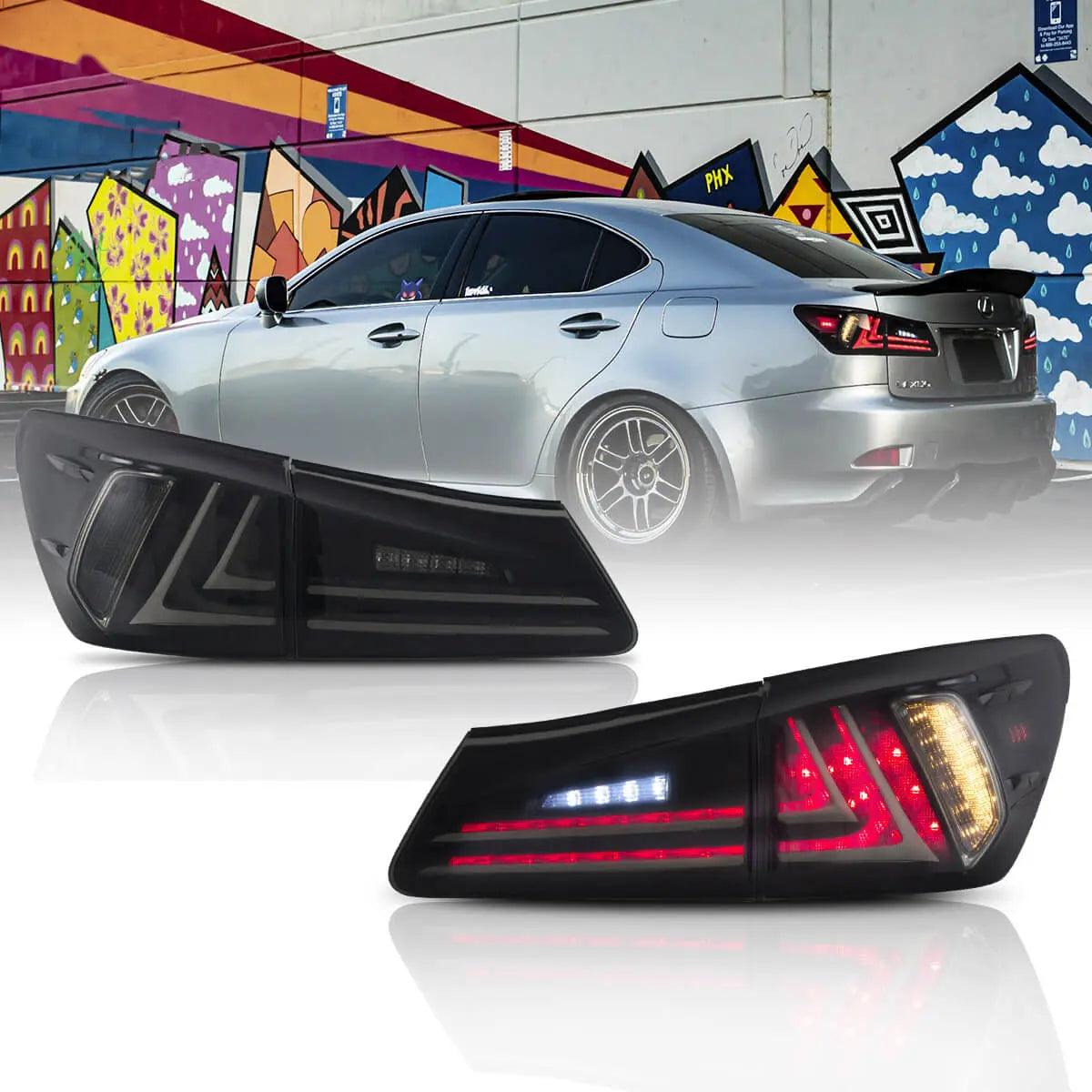 LED Tail Lights Assembly with Amber Turn Signal for 2006-2012 Lexus IS Series 2nd Gen (XE20) - Upgrade Your Lexus IS with Durable & Stylish LED Lights for Night Driving & Enhanced Safety