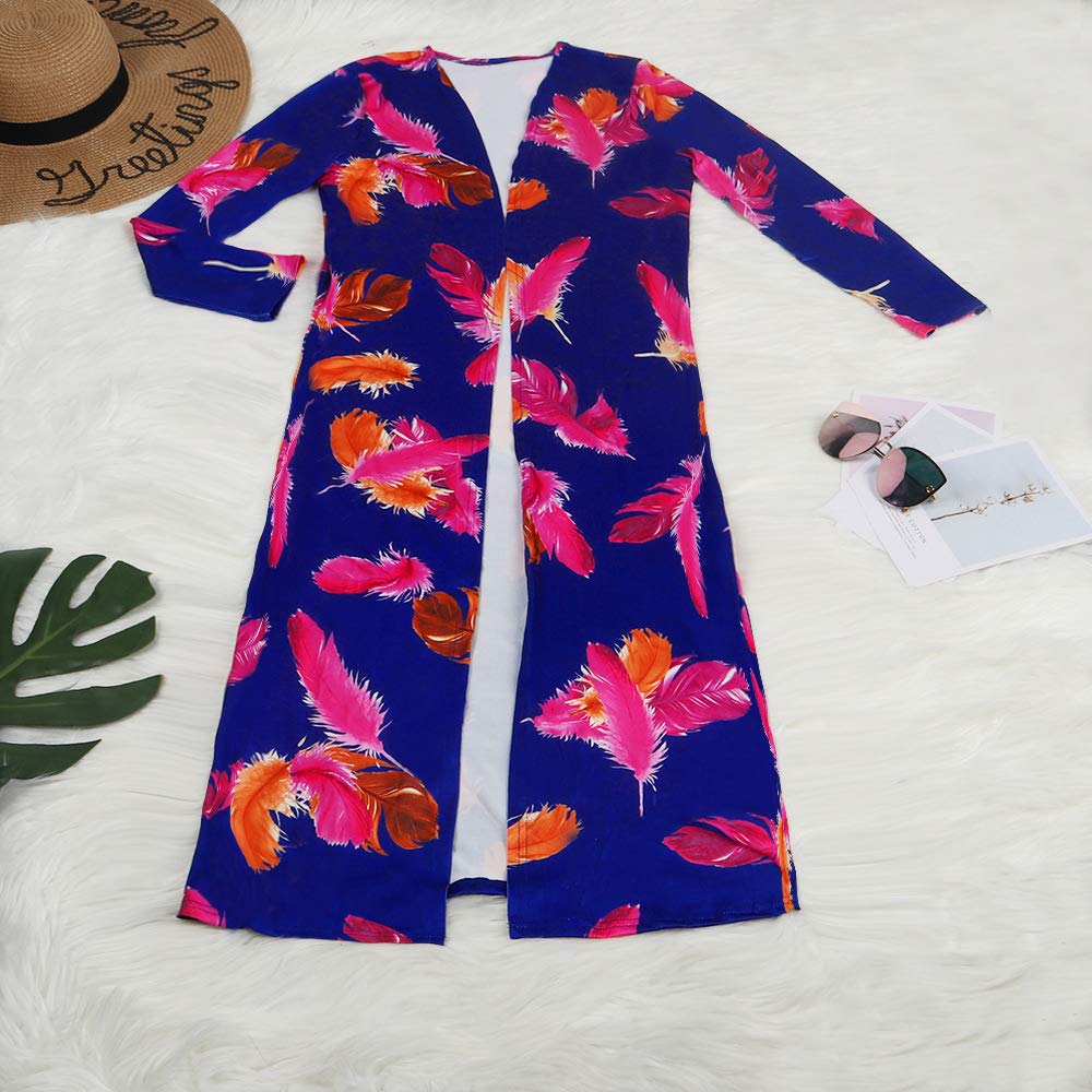 Women's Printed Long Cardigan 2-Piece Outfit Set with Long Sleeve Coat & Trousers | Stylish Fall/Winter Layering for Work, Date Night & Casual Outings