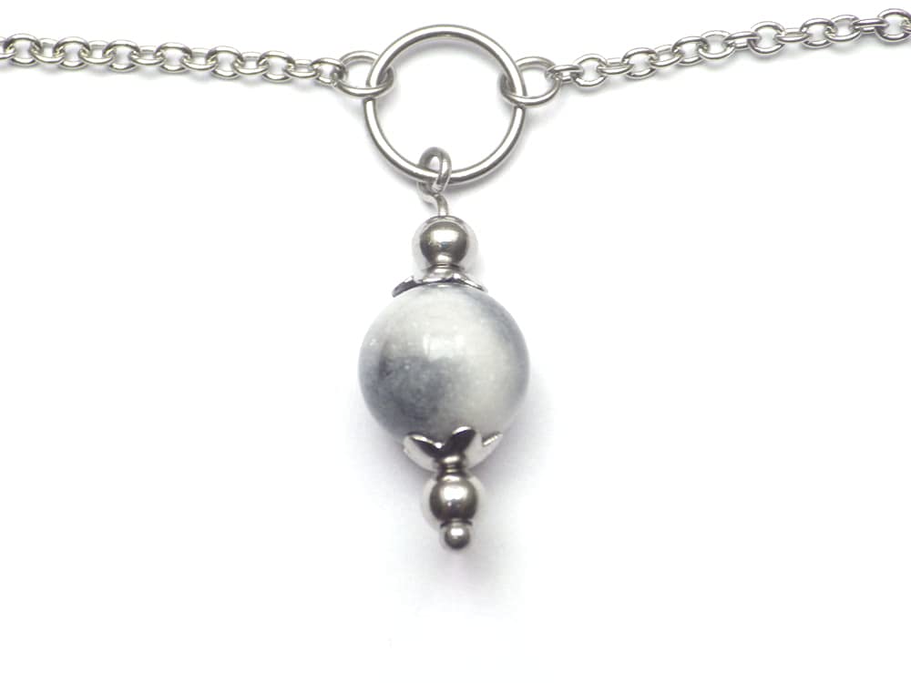 Elegant Stainless Steel Anklet Chain for Women with Black & White Jade Pearl Pendant - Perfect for Beach, Boho, and Summer Outfits