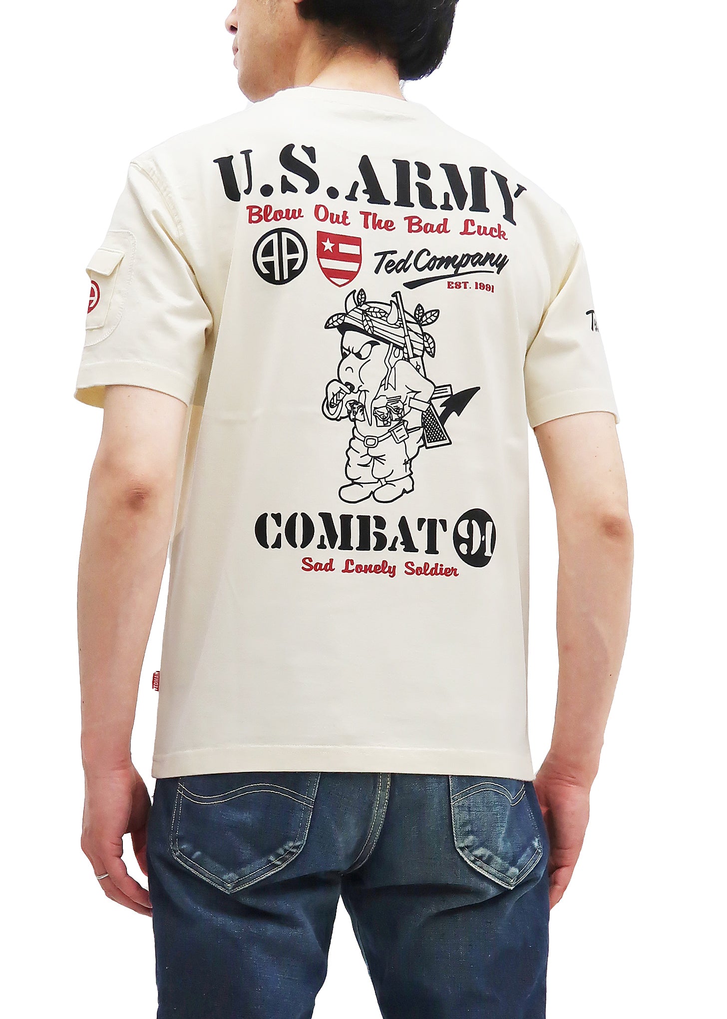 Tedman Men's Lucky Devil Military Graphic Short Sleeve T-Shirt - Casual Cotton Tee for Streetwear & Everyday Outfits | Off White TDSS 549