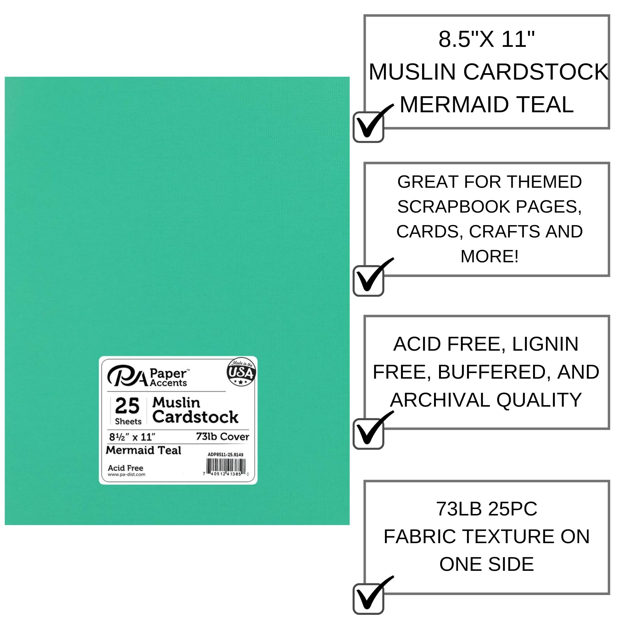 Mermaid Teal Textured Cardstock 8.5x11