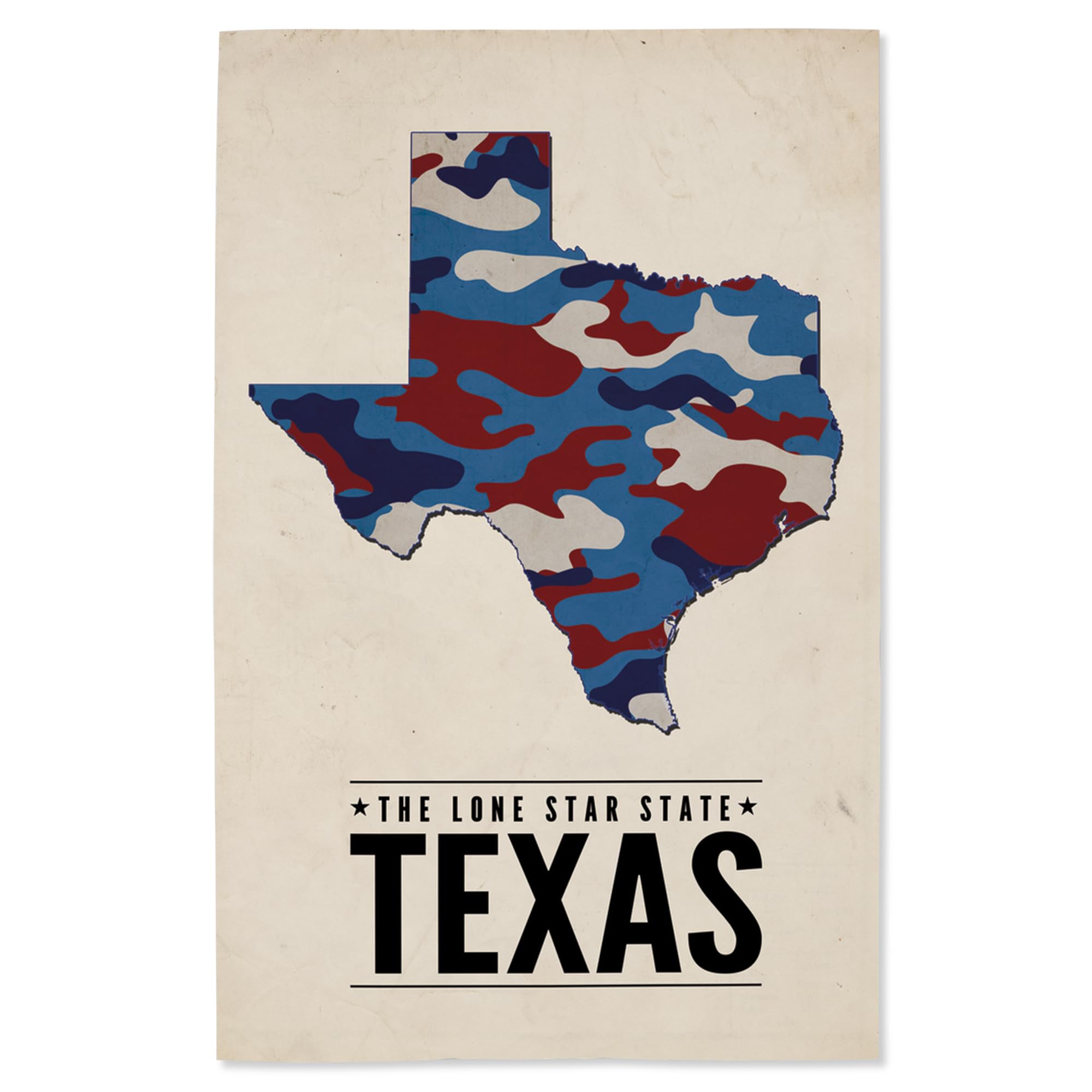 Lantern Press 16x24 Inch Giclee Art Print - Texas The Lone Star State Camouflage Wall Decor | Perfect for Home, Office & Cabin Decoration