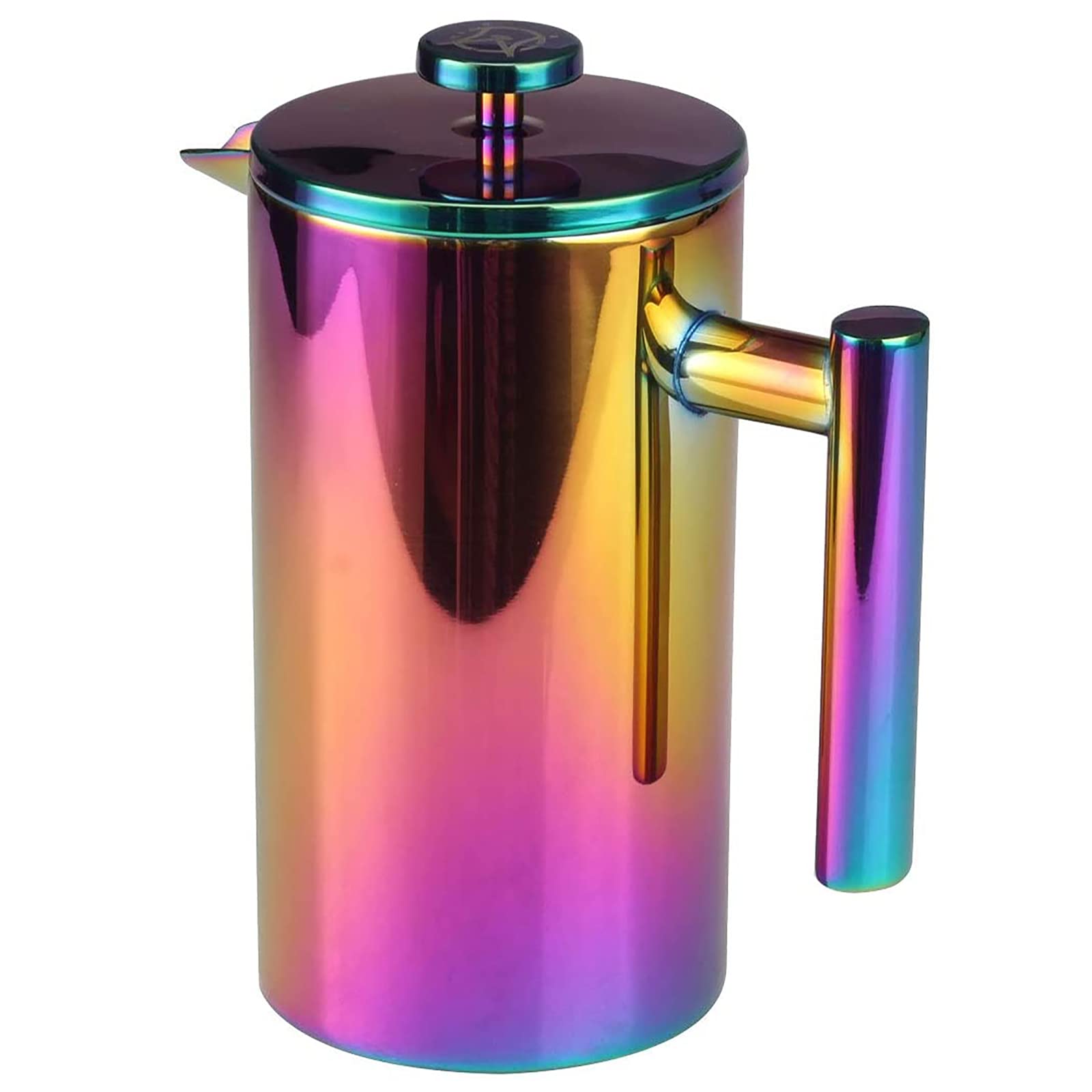 Stainless Steel French Press Coffee Maker - 12oz/350ml Small Double Walled for 1-2 Cups | Rainbow Design | Perfect for Home, Office & Travel | BPA-Free & Durable