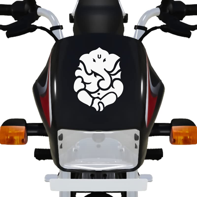 Premium Ganesh Bike Sticker for Motorcycles & Scooters - 6x6 Inch White Vinyl Decal - Waterproof & Durable - Perfect for Racing Bikes, Sports Bikes, and Commuter Scooters - Enhance Your Ride's Style