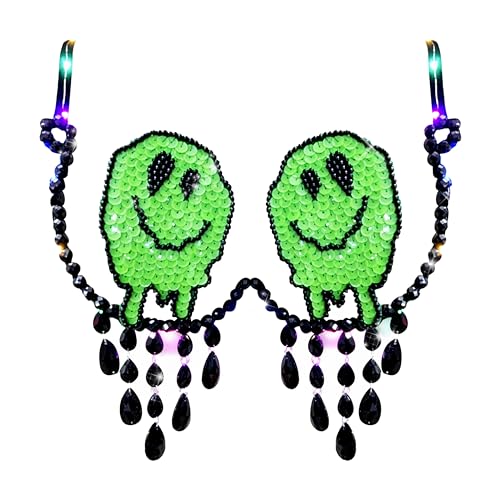 Melty Face Green Glow in the Dark Uv Light Up Sequin Crystal