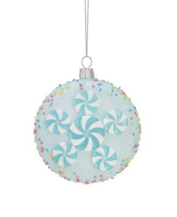 4.5 Inch Peppermint Disk Ornament - Christmas Tree Decor, Holiday Home Decoration, Festive Party Hanging Decor for Xmas, Winter, and Seasonal Celebrations