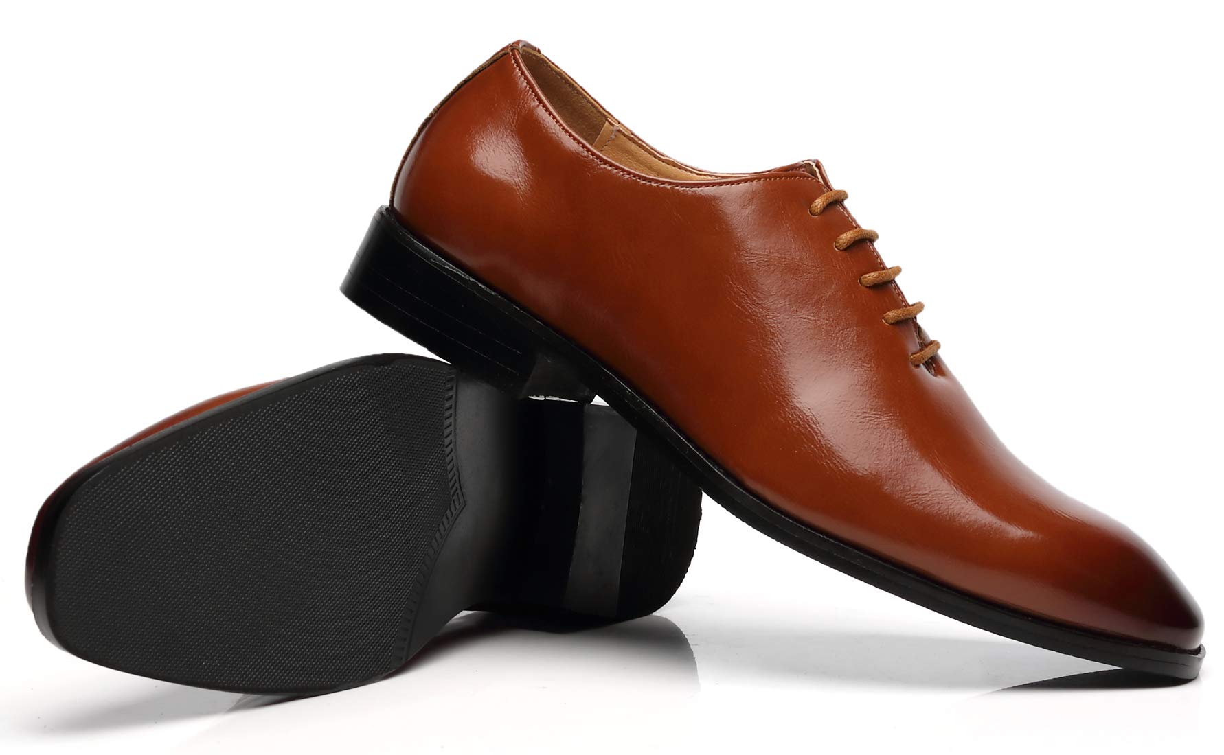 Premium Men's Wholecut Oxford Dress Shoes - Genuine Leather Formal Lace-Up Shoes for Business & Wedding - Comfortable Office & Special Occasion Footwear