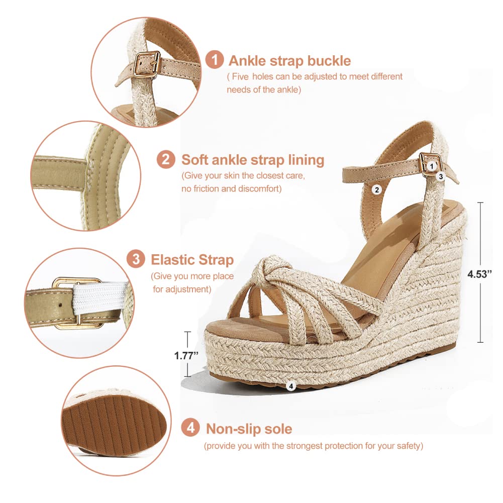 **Mikarka Women's Platform Ankle Strap Sandals - Open Toe Espadrille Wedge Sandals for Casual Summer Outings, Beach Vacations & Daily Wear**