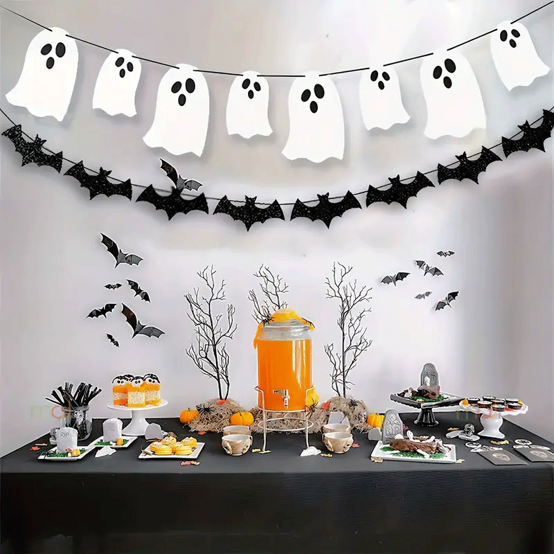 Spooky Halloween Ghost Garland Decorations - Scary Hanging Ghosts for Halloween Party, Home, and Outdoor Decor