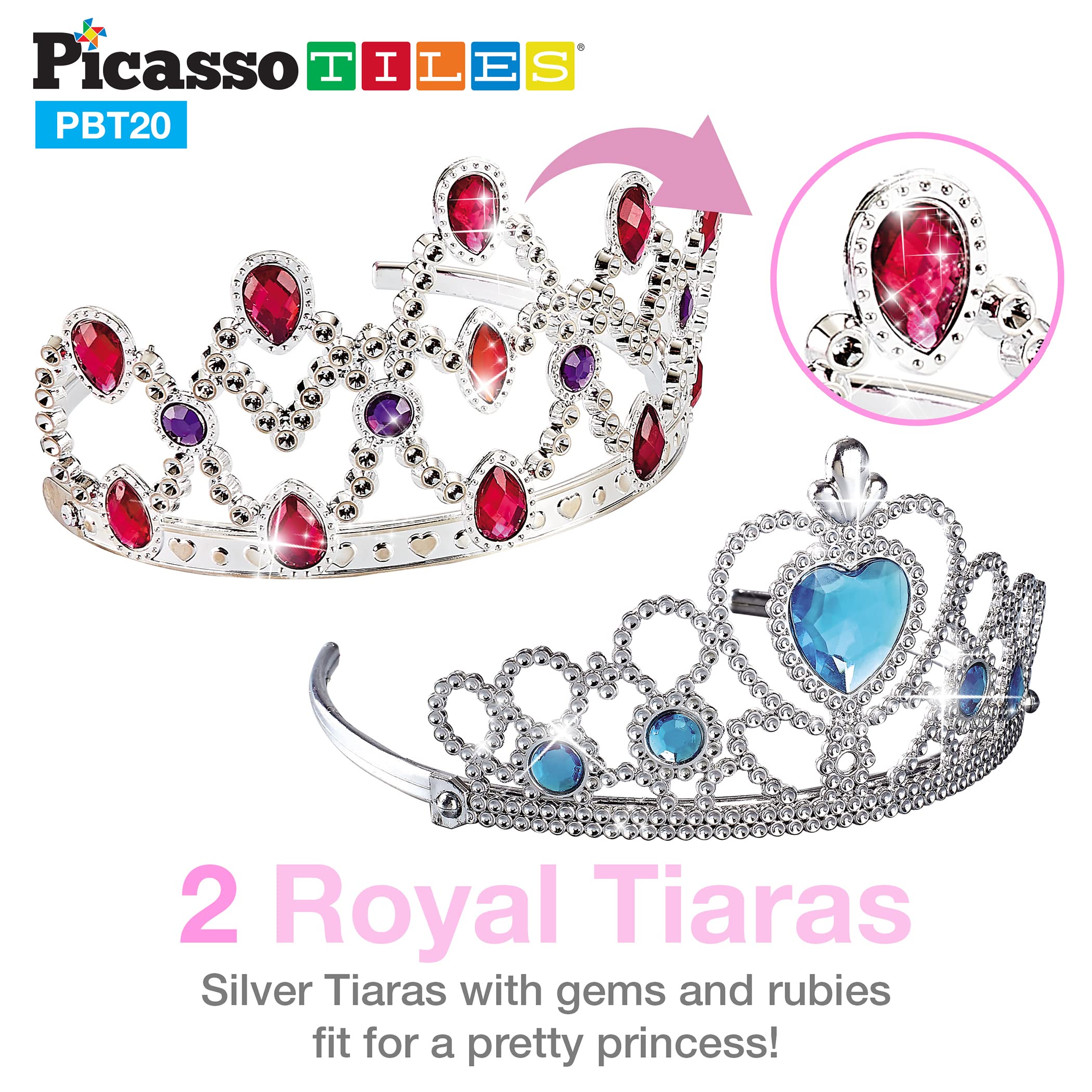 **PicassoTiles Royal Princess Dress Up Set - Tiara, Jewelry, Shoes & Fashion Accessories for Girls Ages 5+ | Pretend Play, STEM Learning & Creative Imagination Toys | Perfect for Birthday Gifts, Tea Parties & Dress-Up Playtime**