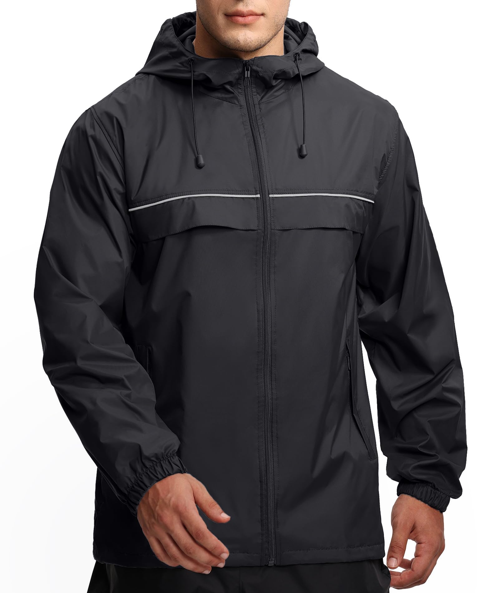 Men's Waterproof Rain Jacket - Lightweight Hooded for Hiking & Travel