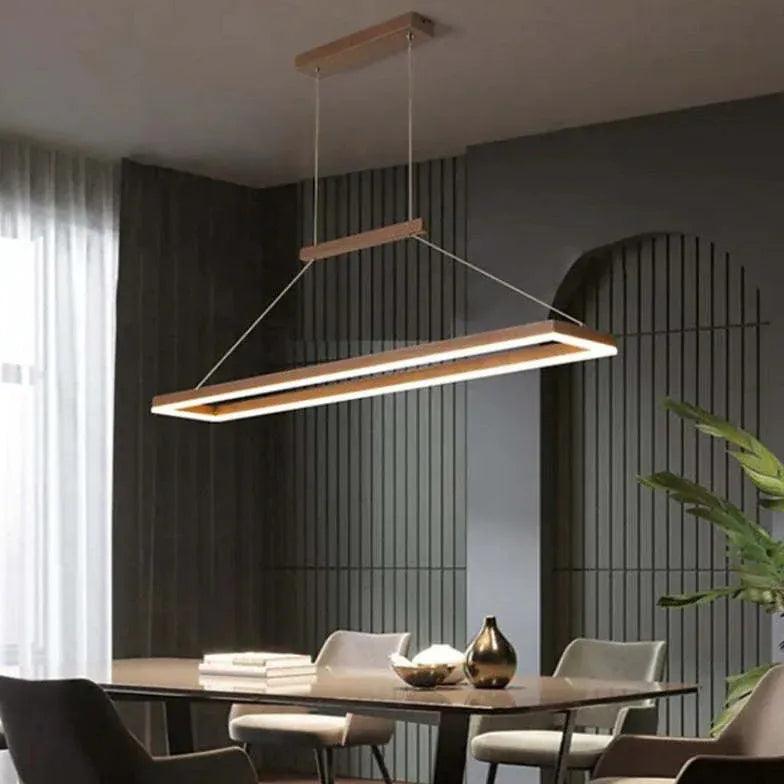 Modern Rectangular Coffee Metal LED Pendant Light - Industrial Chic Hanging Fixture for Kitchen Island, Dining Room & Office Lighting