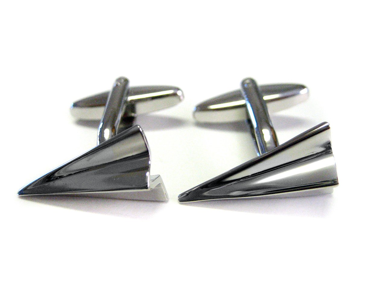 Kiola Designs Premium Paper Airplane Cufflinks for Men - Unique Pilot & Aviation Gifts for Weddings, Business & Formal Occasions