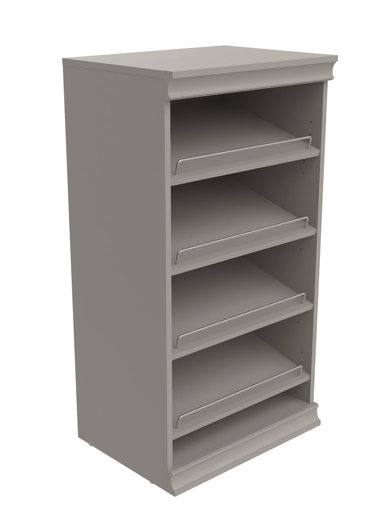 ClosetMaid Modular Storage Shelf Unit with Angled Shoe Shelves - Space Saving Closet Organizer for Shoes, Handbags & Accessories - Taupe Finish for Bedroom, Closet or Entryway Organization