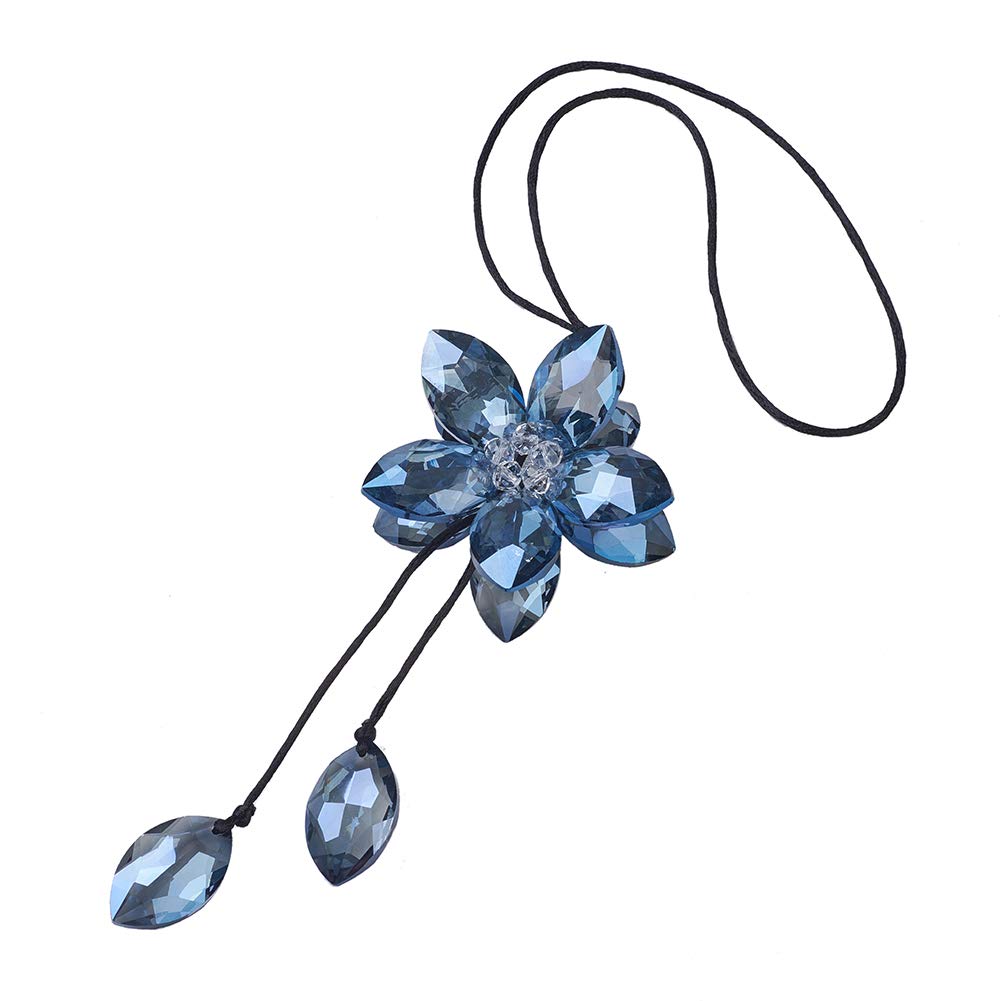 Blue Crystal Flower Car Rear View Mirror Pendant - Lucky Charm Hanging Ornament for Cars, Gifts & Decor | Enhance Your Ride with Stylish & Spiritual Accessory (Perfect for Daily Commute, Road Trips & Feng Shui)