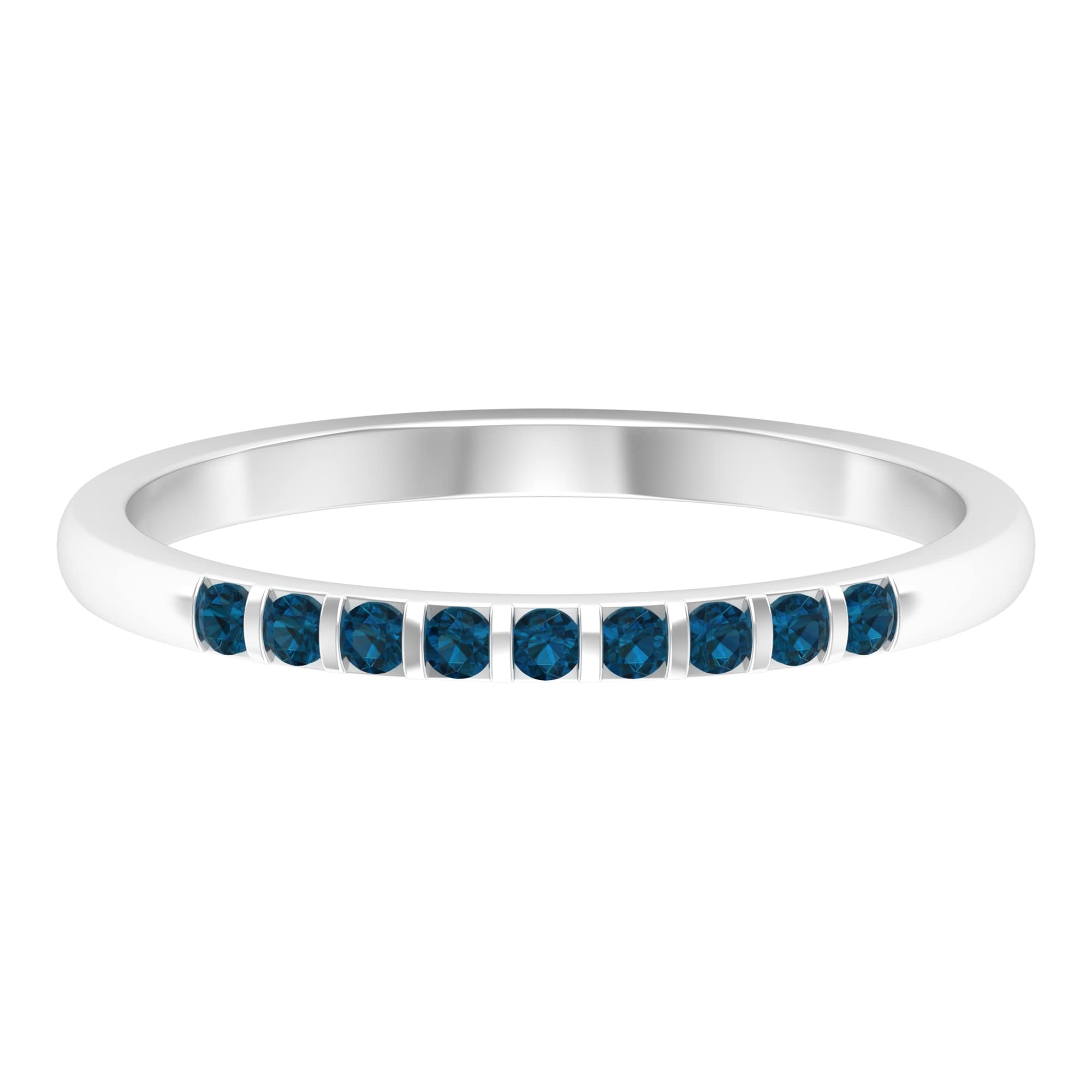 London Blue Topaz Stackable Ring Set - 14K Solid Gold Women's Enhancer & Bar Rings - Elegant Jewelry for Everyday Wear, Gifts & Special Occasions
