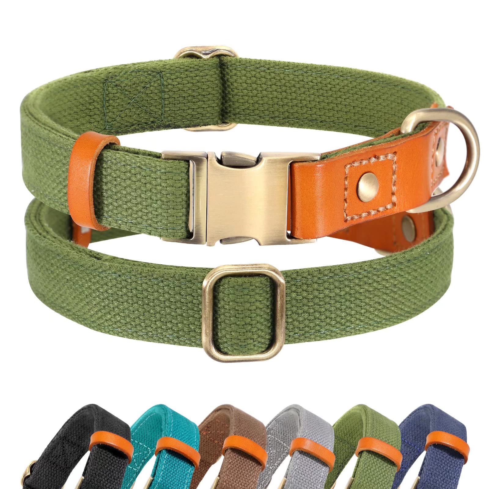 Durable Adjustable Dog Collar with Metal Buckle for Small, Medium & Large Dogs - Green Size M | Perfect for Daily Walks, Training & Outdoor Adventures