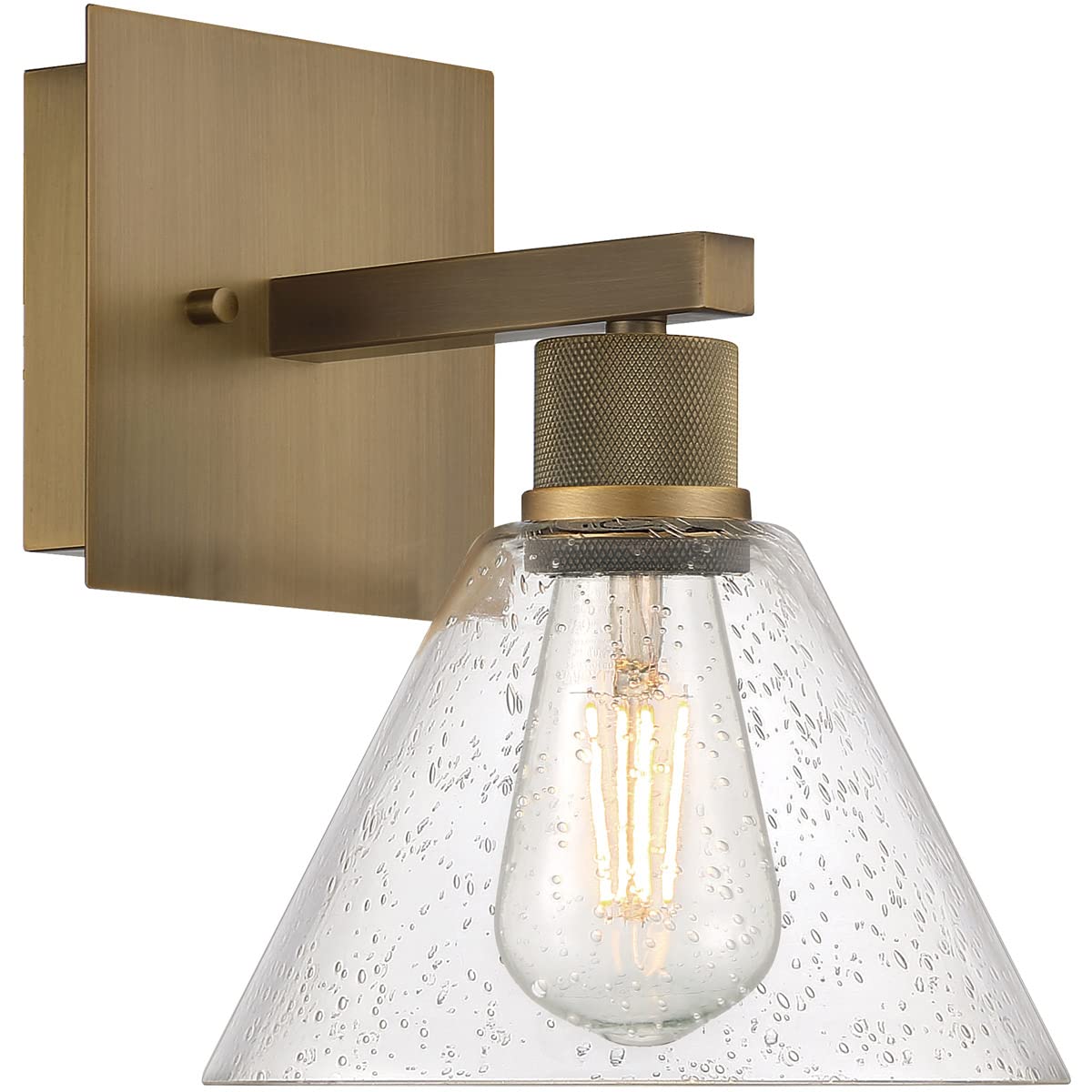 Access Lighting Port Nine Martini LED Wall Sconce - Antique Brushed Brass with Seeded Glass - Dimmable & Replaceable LED - Perfect for Dining Room, Bedroom, or Hallway Lighting