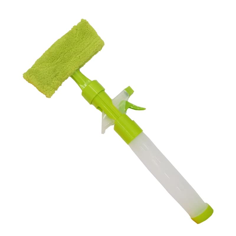 **Dual-Sided Window Cleaner with Spray - Green Glass Cleaning Brush & Wiper Pad - Perfect for Home, Office, and Car Windows**