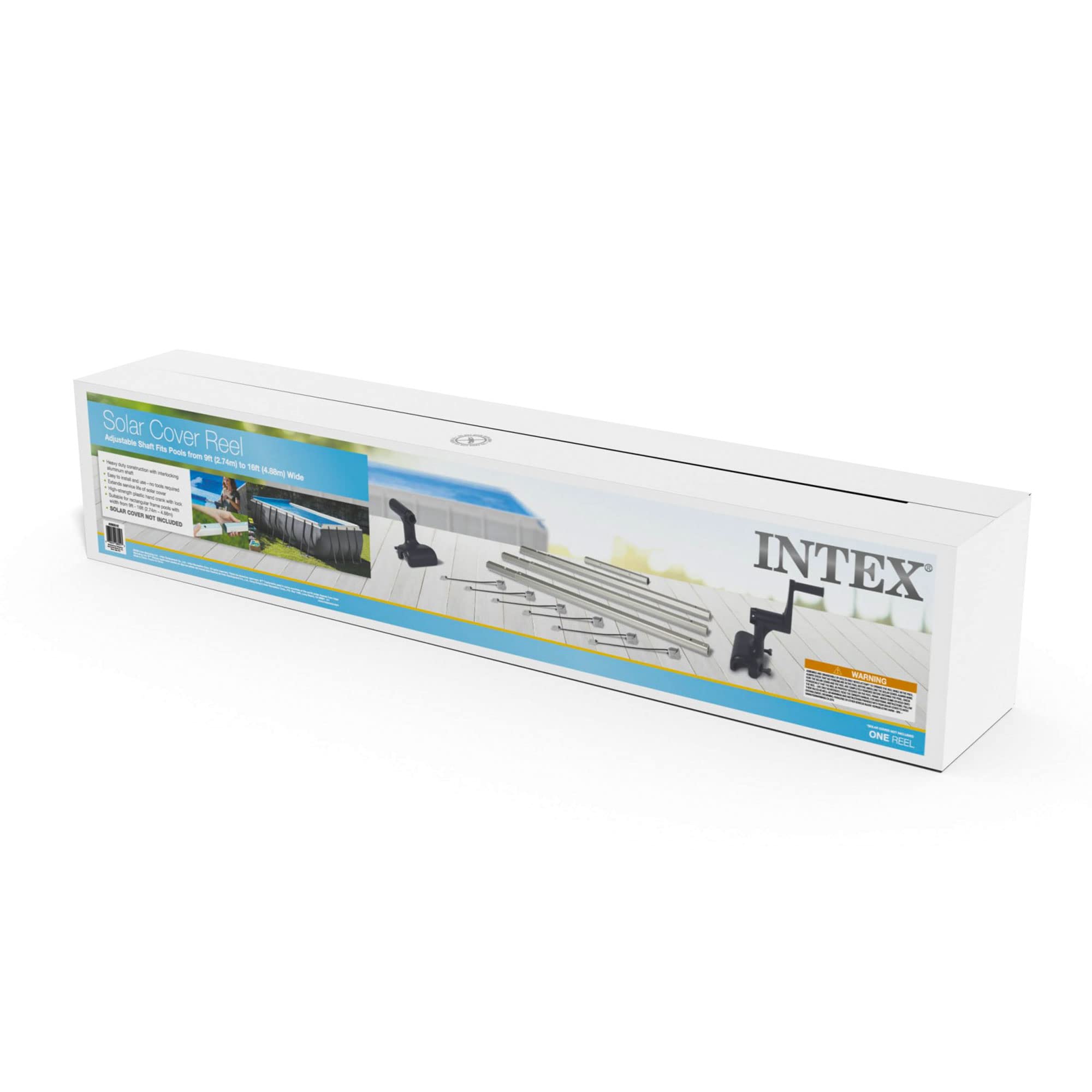 Intex Heavy Duty Solar Above Ground Pool Cover Reel - Adjustable Aluminum Frame with Locking Mechanism for Rectangle Pools (Cover Not Included) - Perfect for Easy Pool Cover Storage & Winter Protection