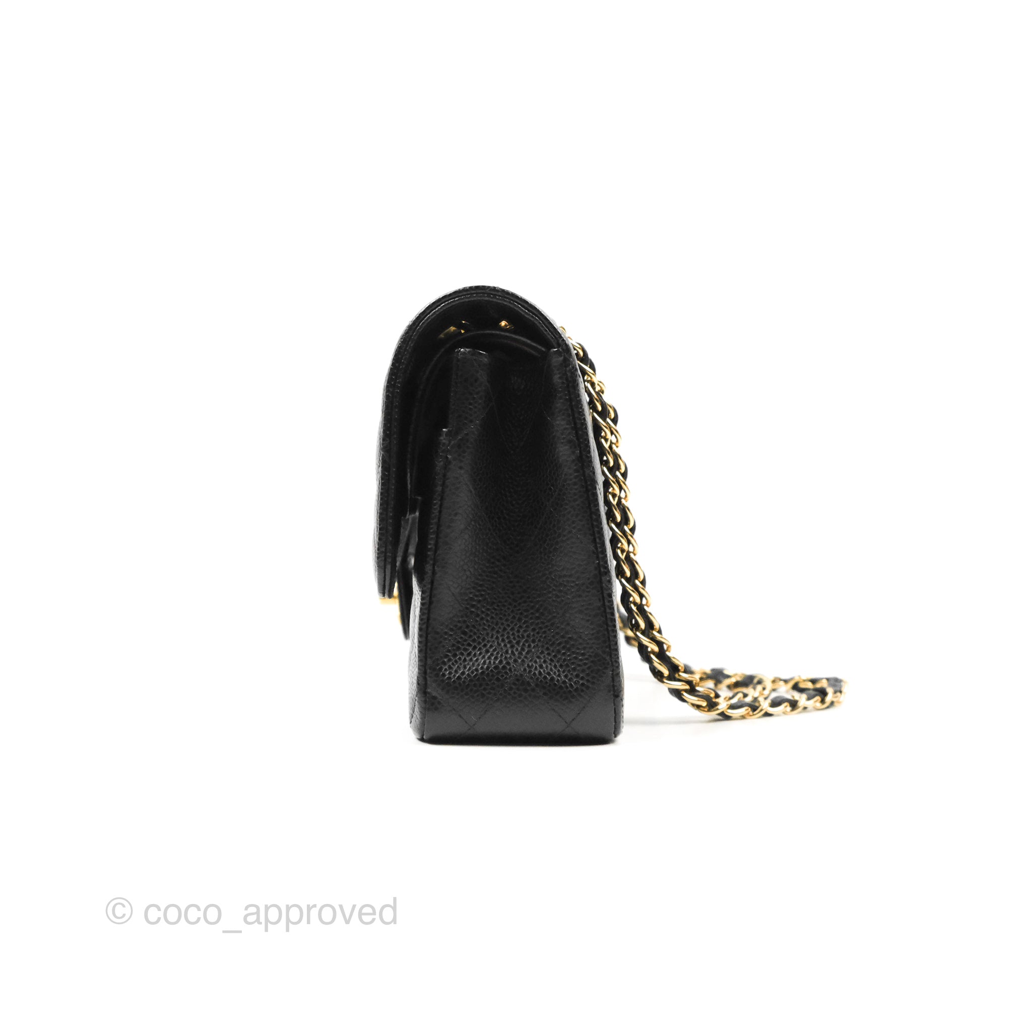 Chanel Classic Medium Double Flap Bag in Black Caviar Leather with Gold Hardware - Luxury Designer Handbag for Women, Perfect for Work, Evening Events & Special Occasions