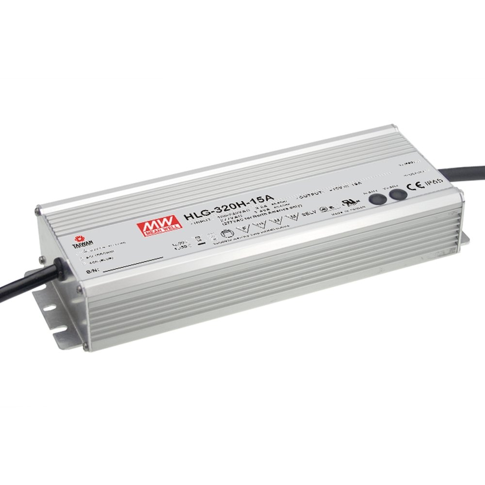 Mean Well HLG-320H-36A LED Driver Power Supply 24V 13.34A 320.2W - Waterproof IP67 for Outdoor LED Lighting, Signage & Grow Lights