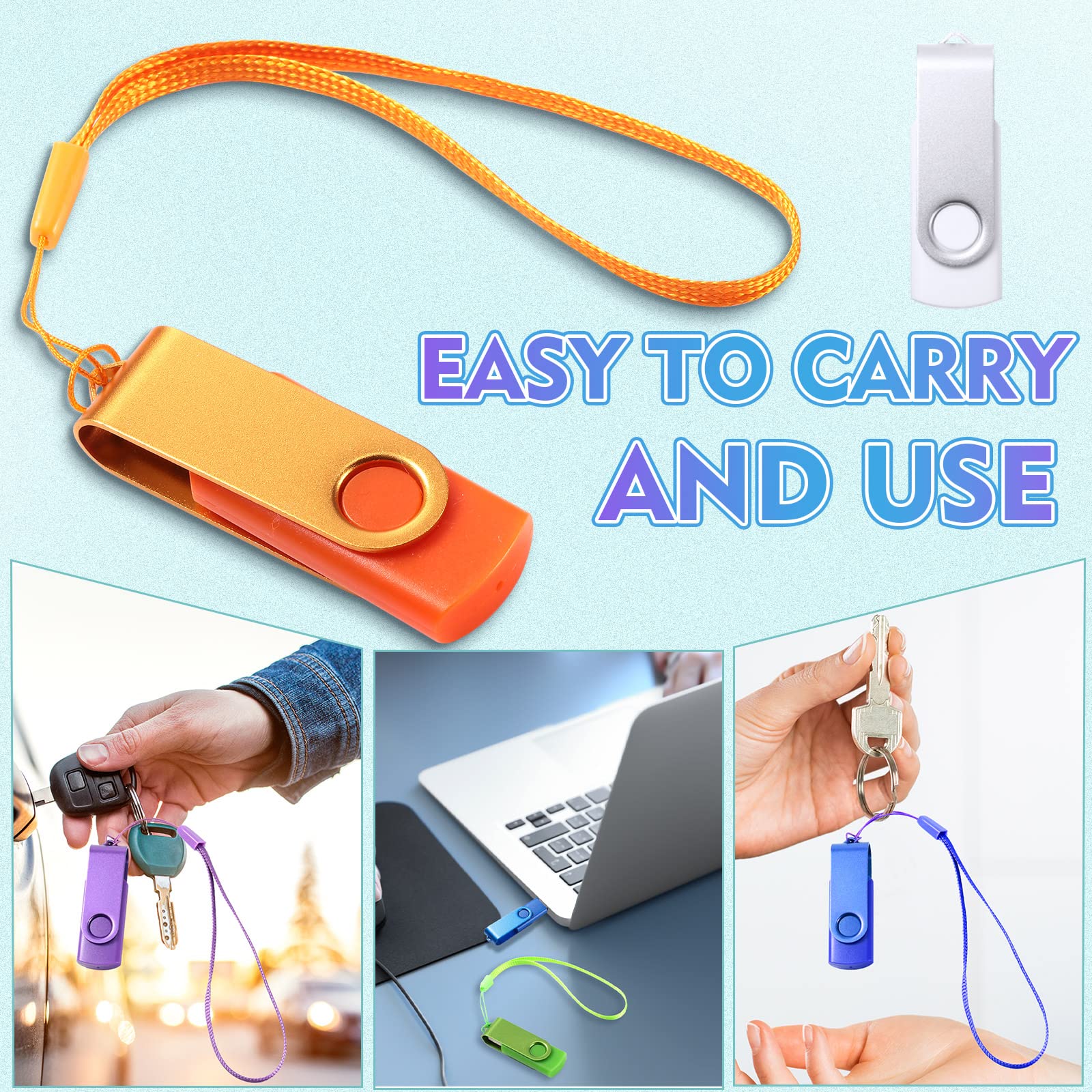 Xuhal 50-Pack 128MB USB Flash Drives with Lanyards - Bulk Storage for Office & School
