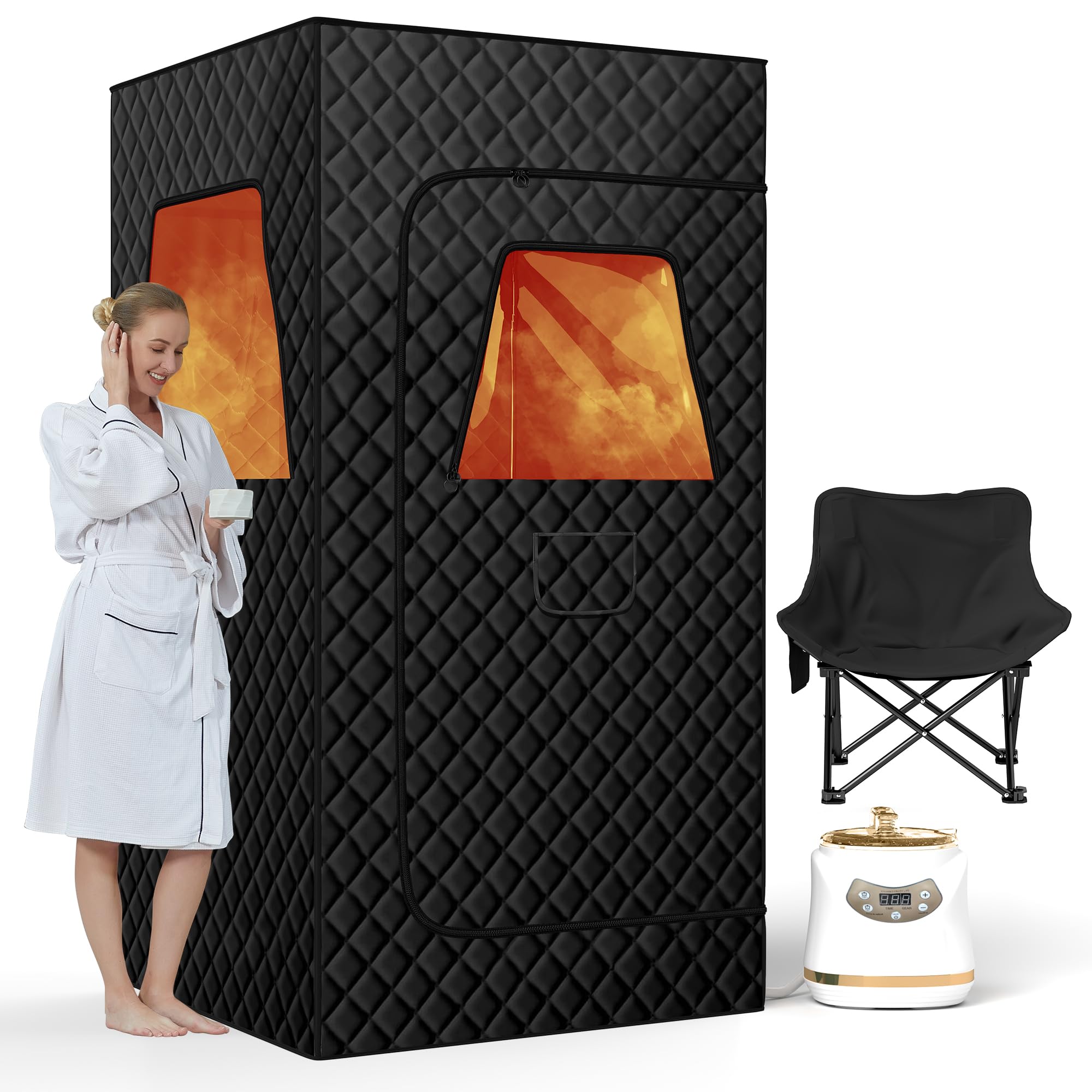Real Relax Portable Steam Room for Home - 3'x3'x5.9' Personal Sauna Tent with 1500W Steamer, 6-Minute Fast Heating & Remote Control | Perfect for Relaxation, Detox & Muscle Recovery at Home