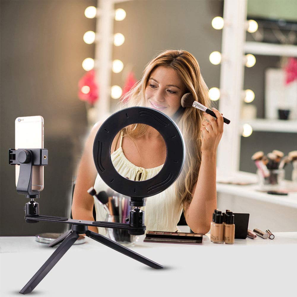 USB LED Ring Light - 360° Rotatable for Makeup & Photography | Desktop Beauty Lighting