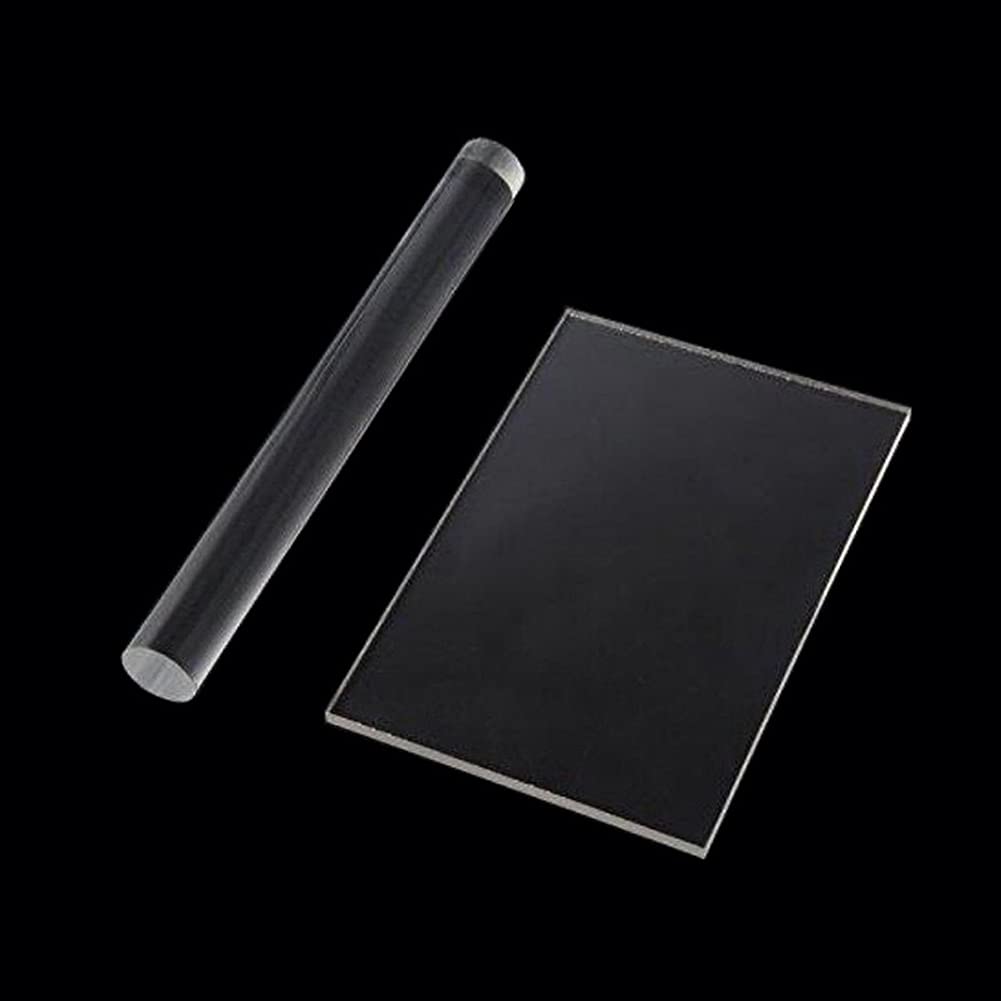 2-Piece Clear Acrylic Clay Roller Set with Non-Stick Board - Professional Polymer Clay Tools for Sculpting, Modeling & DIY Crafts - Perfect for Jewelry Making, Pottery & Art Projects