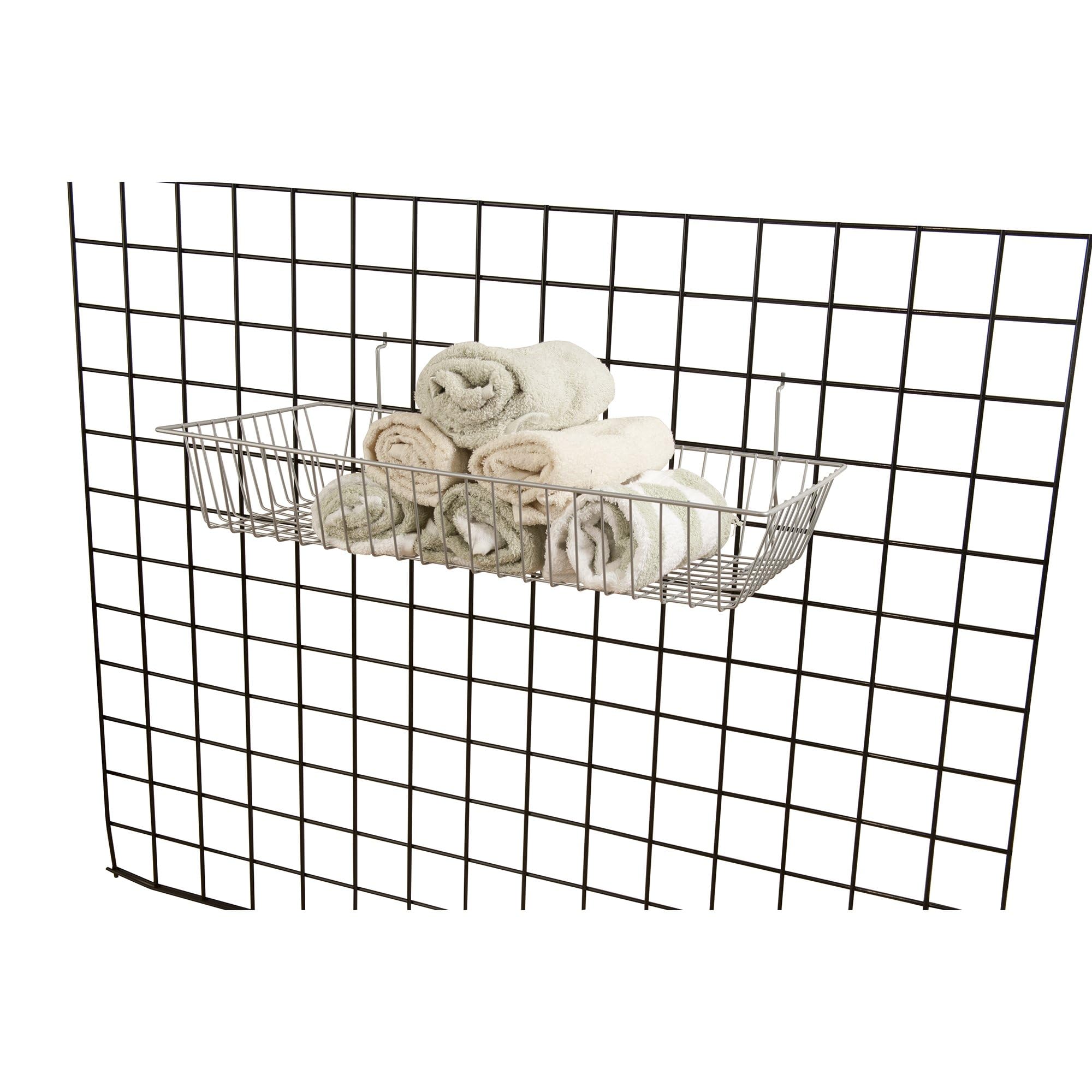 Epoxy Chrome Wire Baskets for Pegboard, Slatwall or Gridwall - Set of 6 Shallow Display Baskets (24
