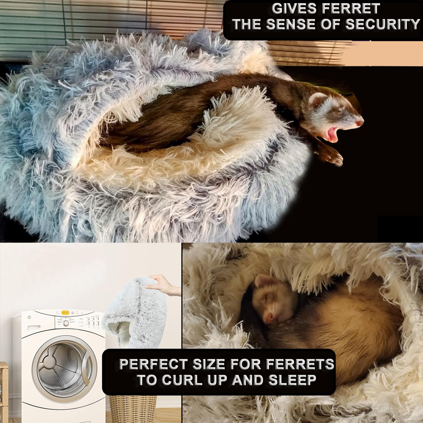 Ferret Bed Cave & Hideout - Cozy Small Animal Bed for Ferrets, Hamsters, Hedgehogs - Brown Cage Accessories for Sleeping & Play (Perfect for Small Pet Cages & Play Areas)