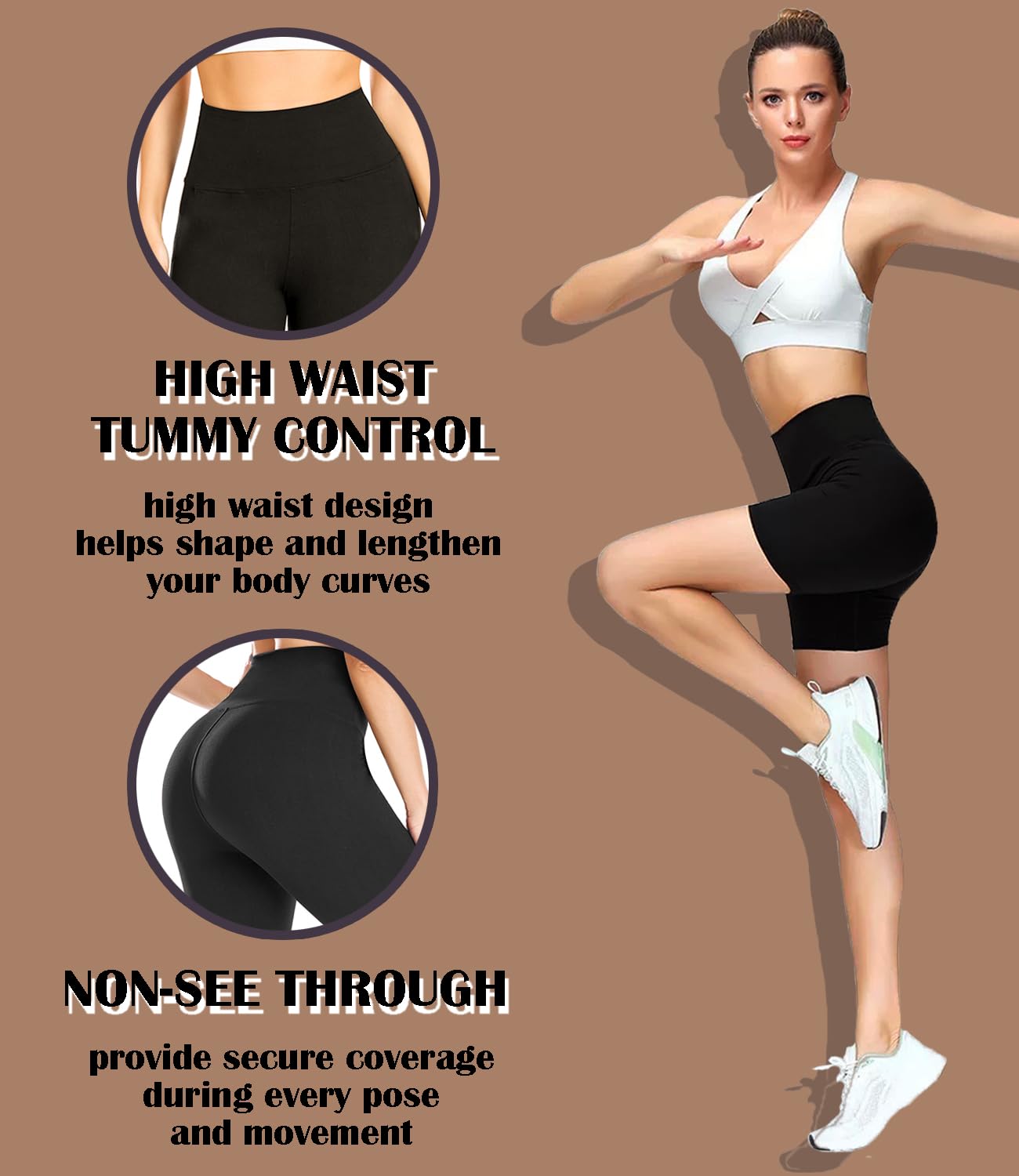 FULLSOFT High Waisted Biker Shorts for Women - 5 Inch Tummy Control Workout Shorts for Running, Yoga, Gym & Fitness | Comfortable Athletic Compression Shorts for Cycling, Pilates & Lounge Wear