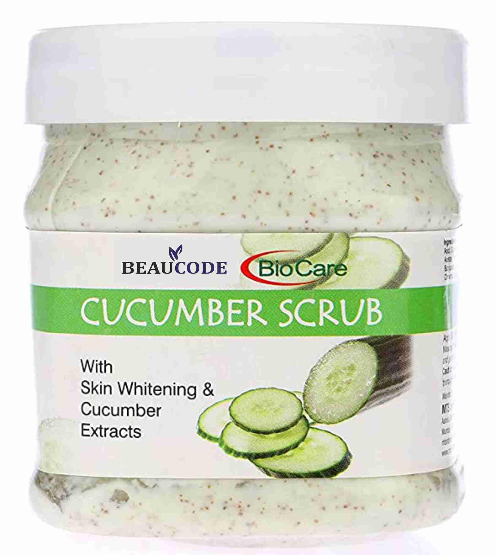 Beaucode BioCare Cucumber Face Scrub 250g - Natural Exfoliating Cleanser for Women & Men | All Skin Types | Paraben-Free, SLS-Free, Sulfate-Free & Cruelty-Free | Gentle Daily Skincare for Acne, Blackheads & Glowing Skin