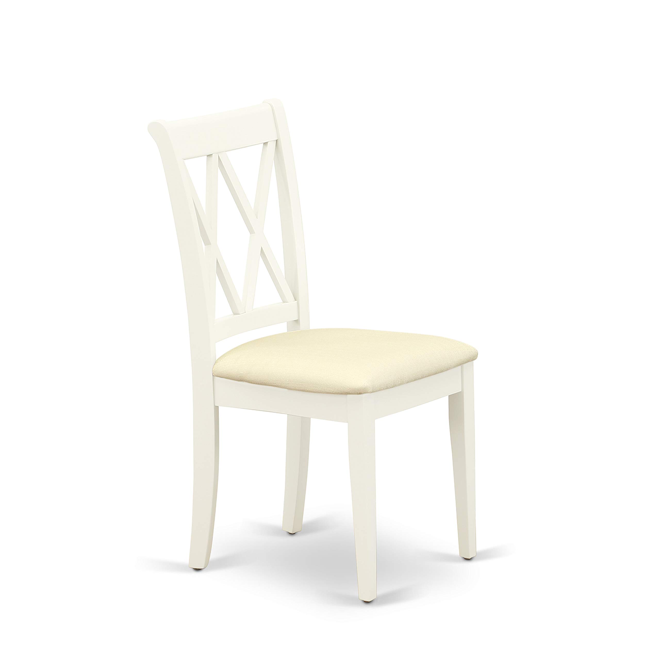 East West Furniture HLCL5-LWH-C 5-Piece Round Dining Table Set with Pedestal Base & 4 Linen Upholstered Chairs, 42x42 Inch, Linen White - Perfect for Small Spaces, Breakfast Nooks & Cozy Family Meals