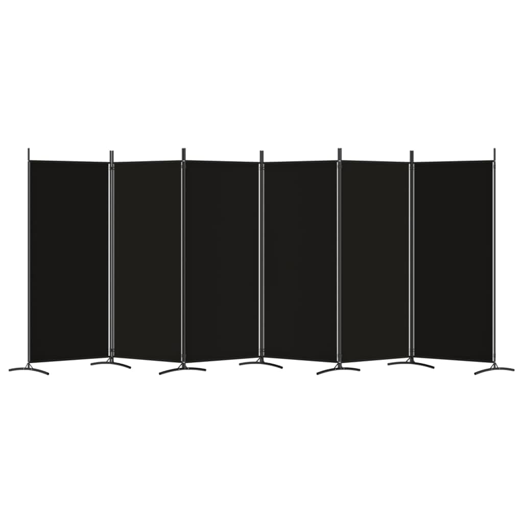 BaraSh 6-Panel Black Fabric Room Divider Screen - 204.7
