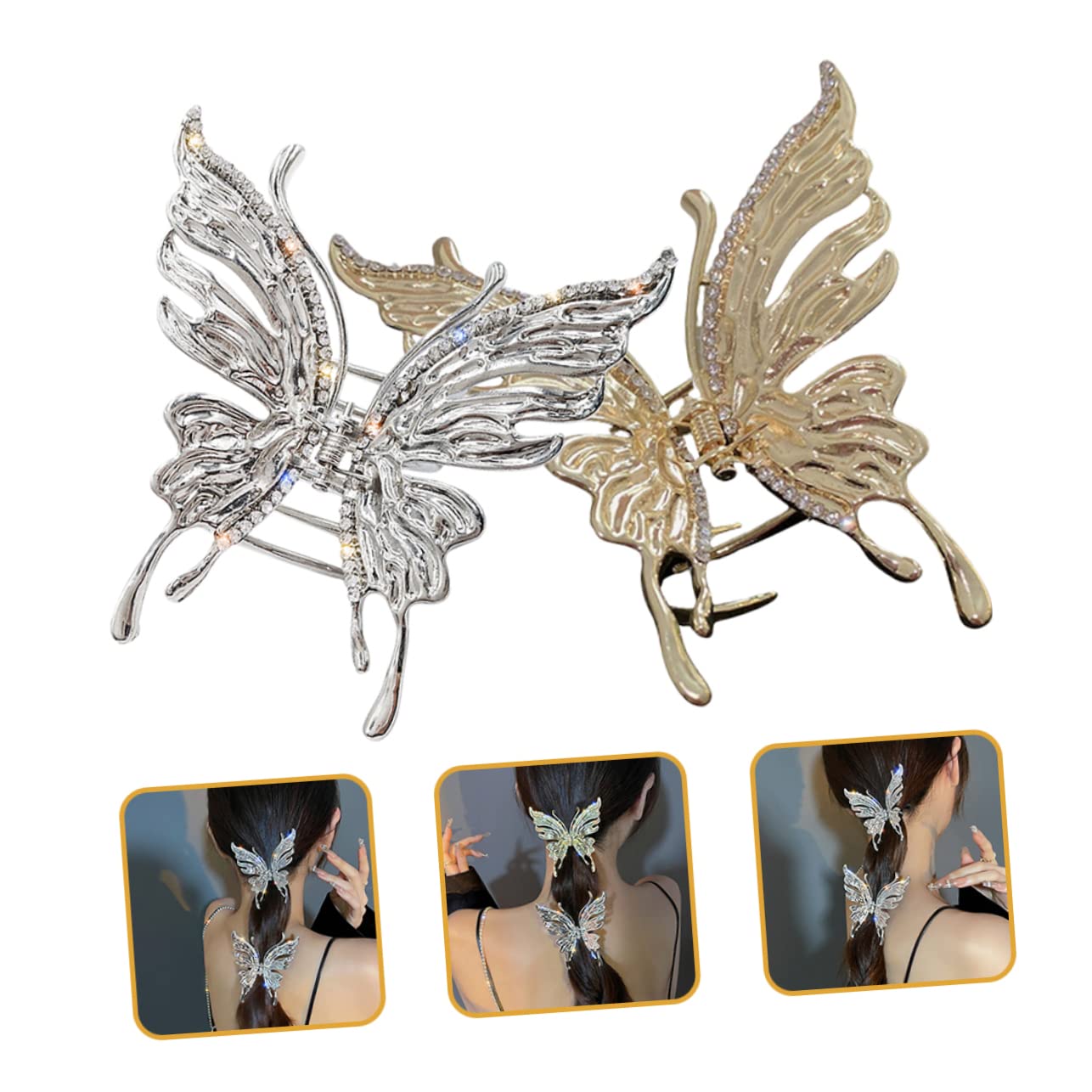 Elegant Rhinestone Butterfly Hair Clips for Women - Party & Wedding Accessories