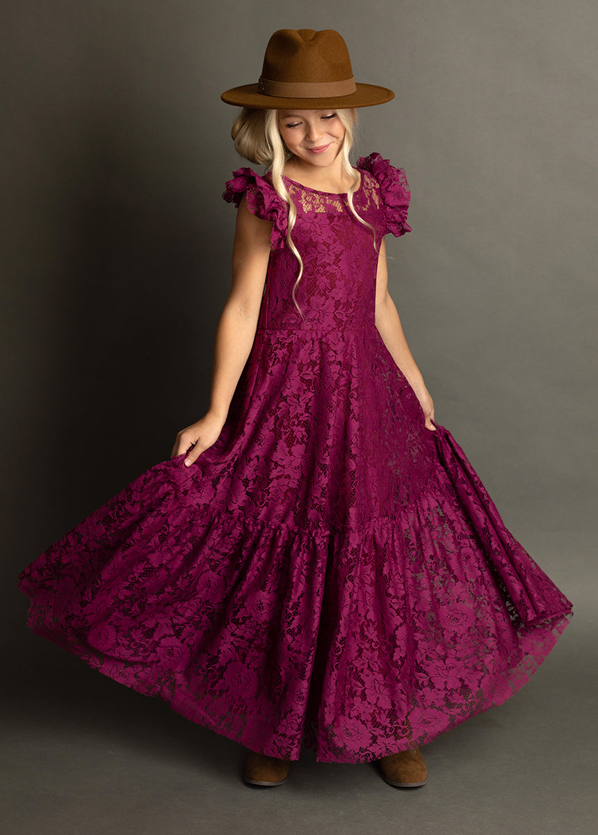 Angie Dress in Berry - Elegant Floral Midi Dress for Women | Perfect for Weddings, Parties & Special Occasions