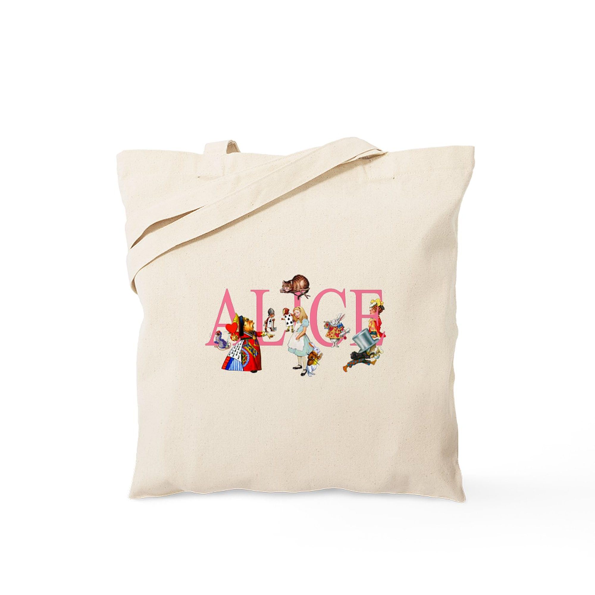 Alice & Friends in Wonderland Tote Bag - Natural Canvas Reusable Shopping Bag for Groceries, Beach & Daily Use