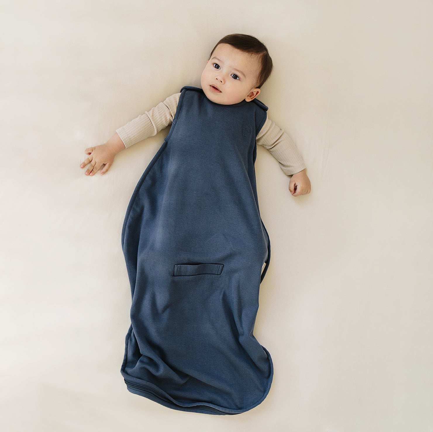 4 Season Baby Sleep Sack - Merino Wool & Organic Cotton for 2 Months to 2 Years - Soft Indigo Color - Perfect for Nursery, Daycare & Travel